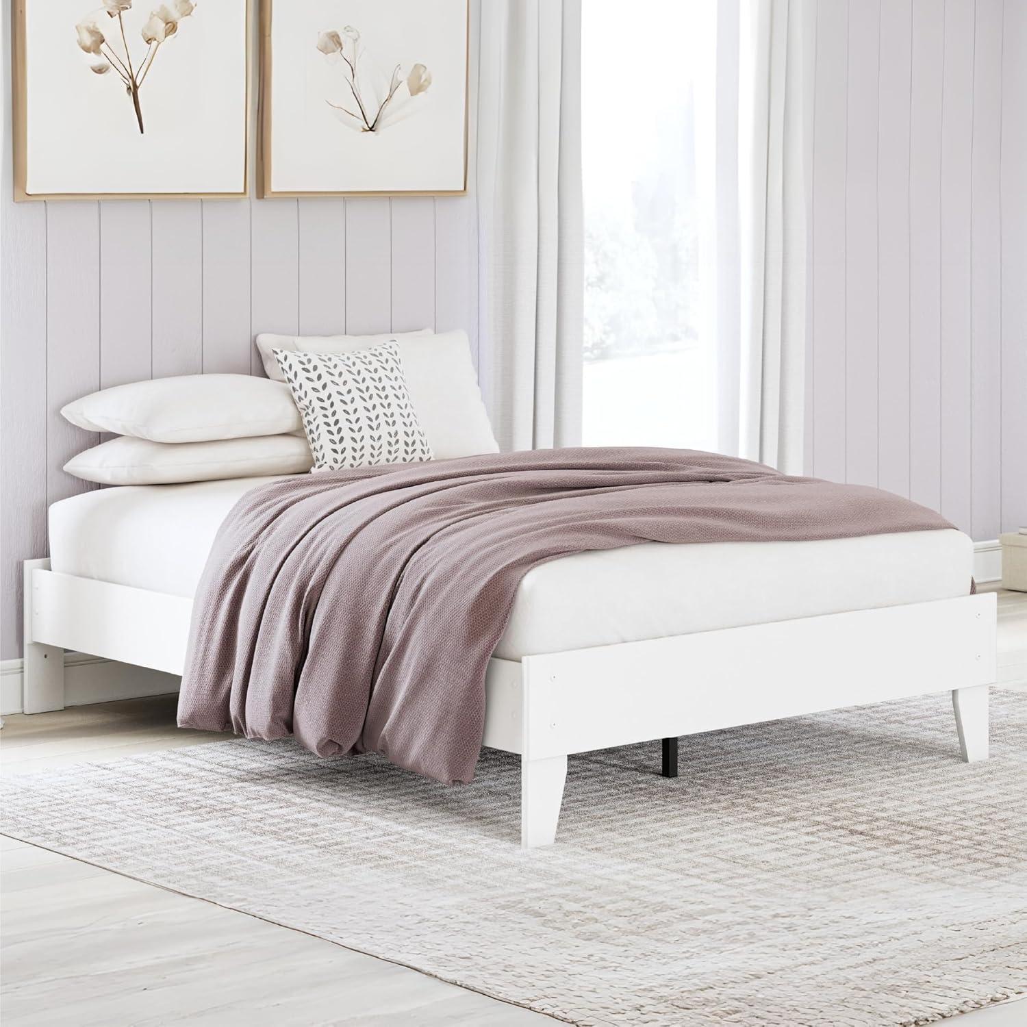 imageSignature Design by Ashley Neilsville Butcher Block Style Platform Bed Full Rustic GrayPure White