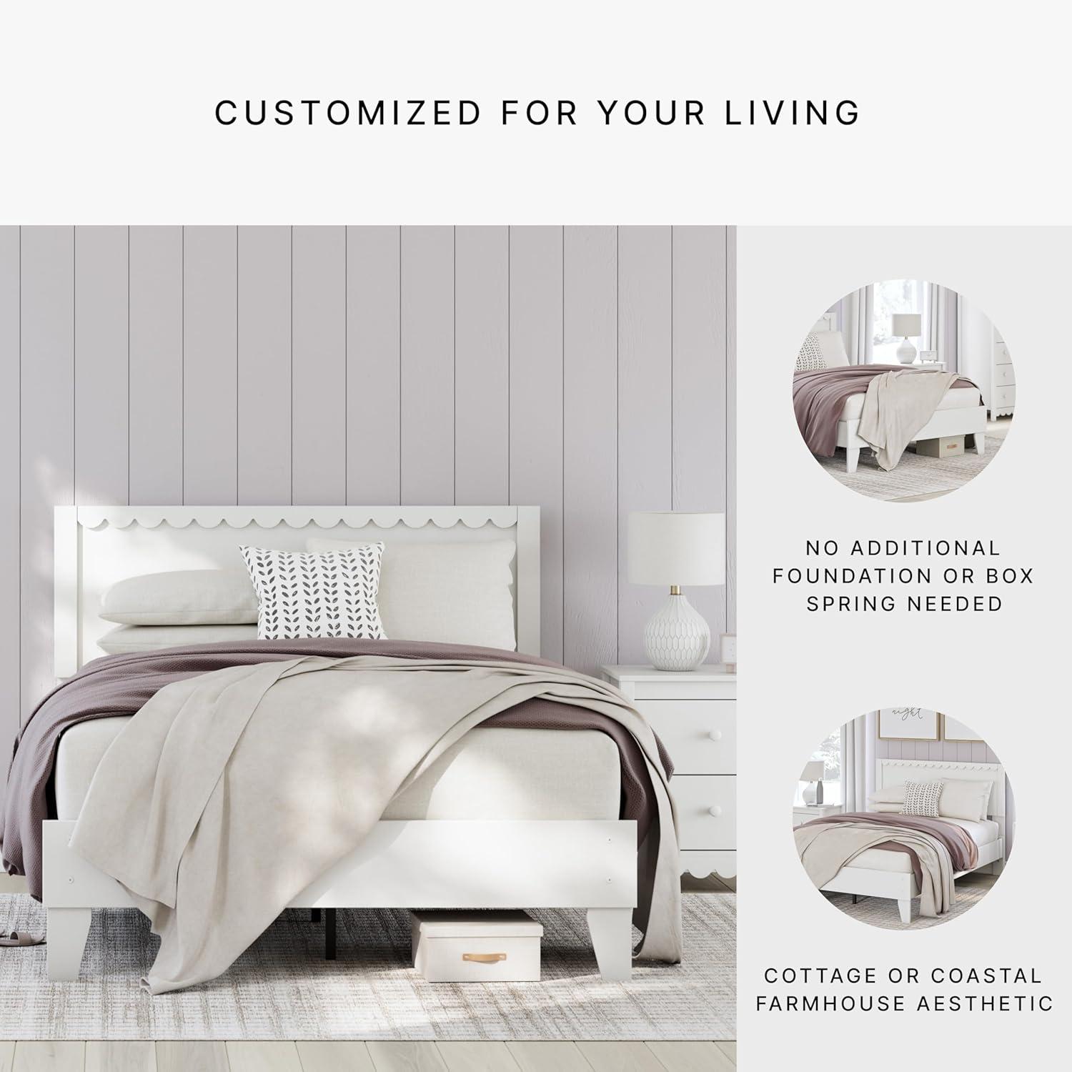 imageSignature Design by Ashley Neilsville Butcher Block Style Platform Bed Full Rustic GrayPure White