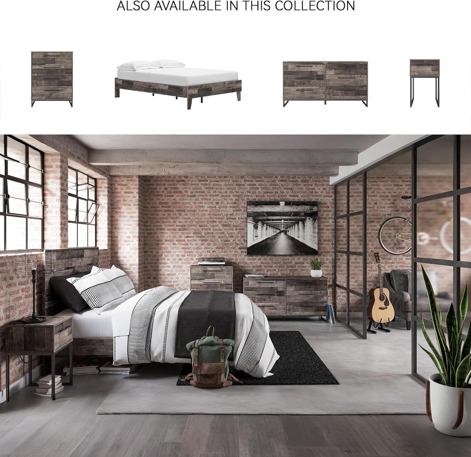 imageSignature Design by Ashley Neilsville Butcher Block Style Platform Bed Full Rustic GrayRustic Gray