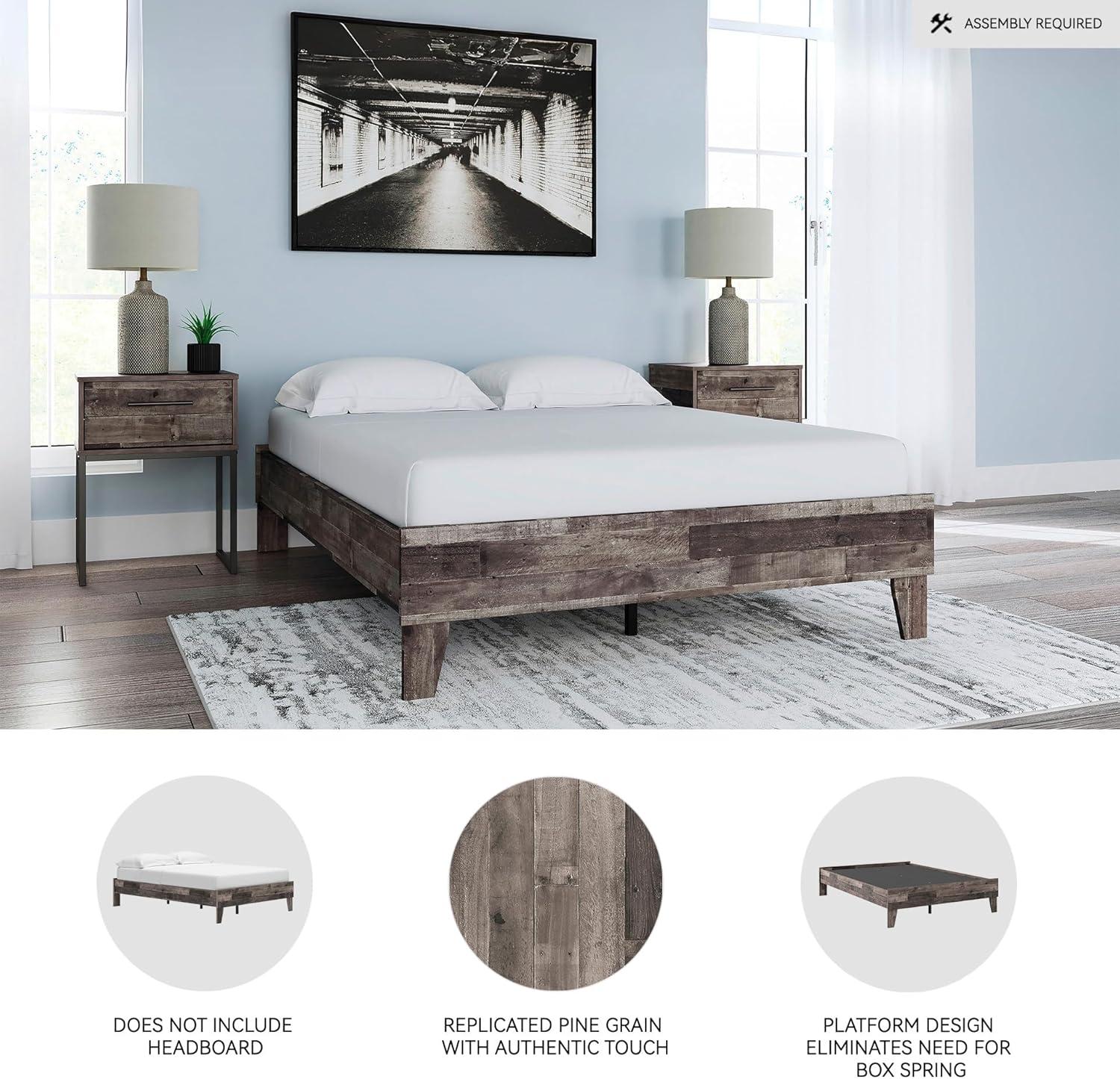 imageSignature Design by Ashley Neilsville Butcher Block Style Platform Bed Full Rustic GrayRustic Gray