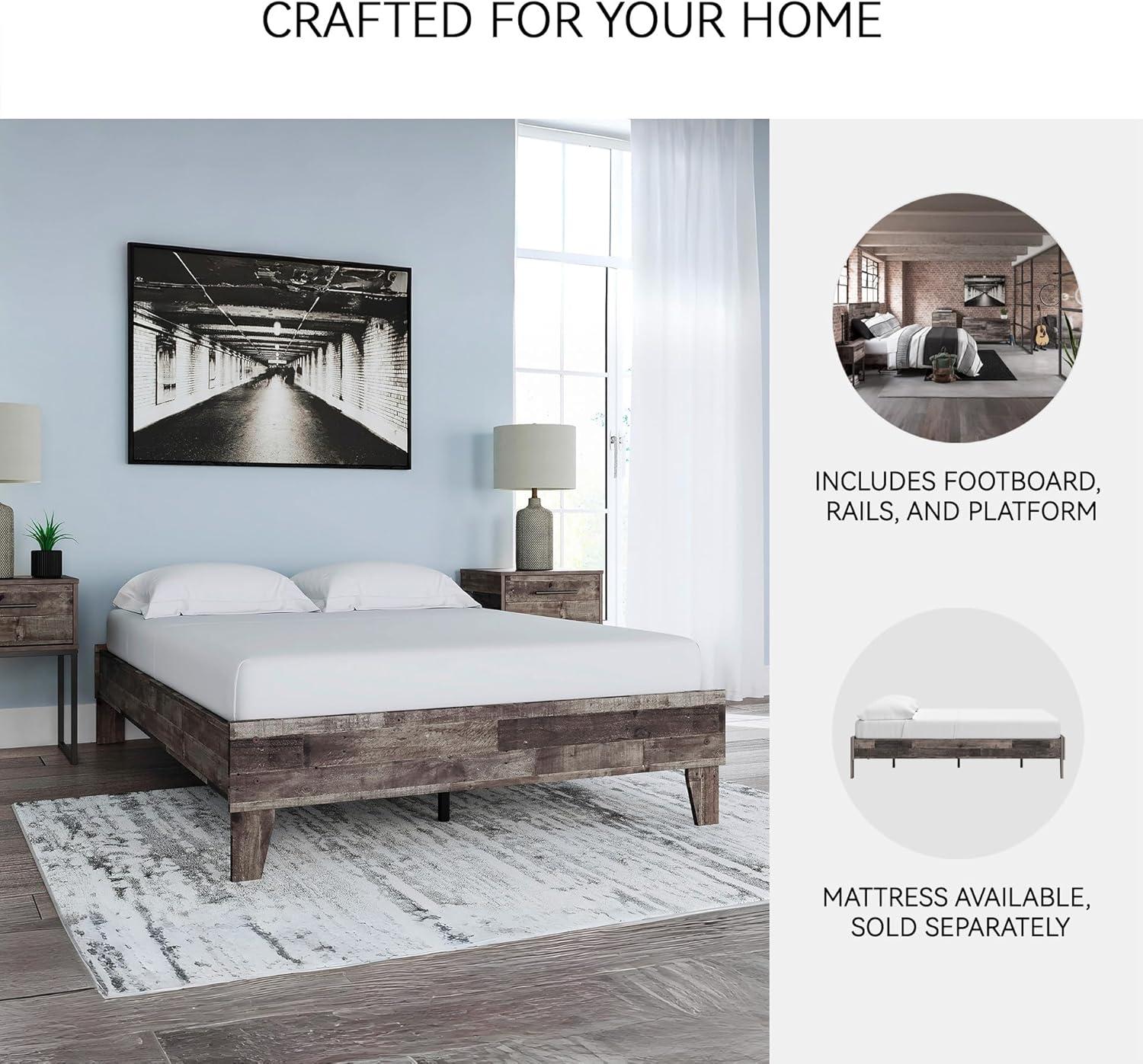 imageSignature Design by Ashley Neilsville Butcher Block Style Platform Bed Full Rustic GrayRustic Gray