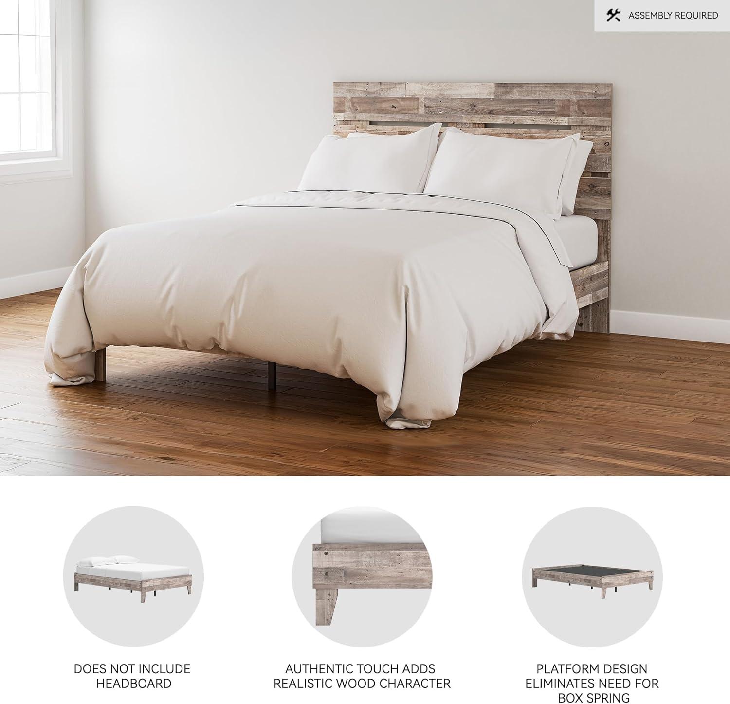 imageSignature Design by Ashley Neilsville Butcher Block Style Platform Bed Full Rustic GrayRustic Natural