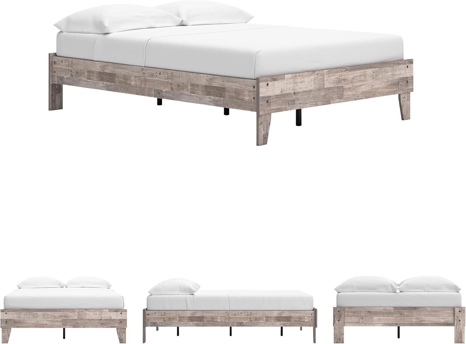 imageSignature Design by Ashley Neilsville Butcher Block Style Platform Bed Full Rustic GrayRustic Natural