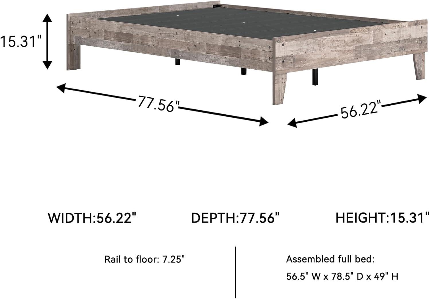imageSignature Design by Ashley Neilsville Butcher Block Style Platform Bed Full Rustic GrayRustic Natural