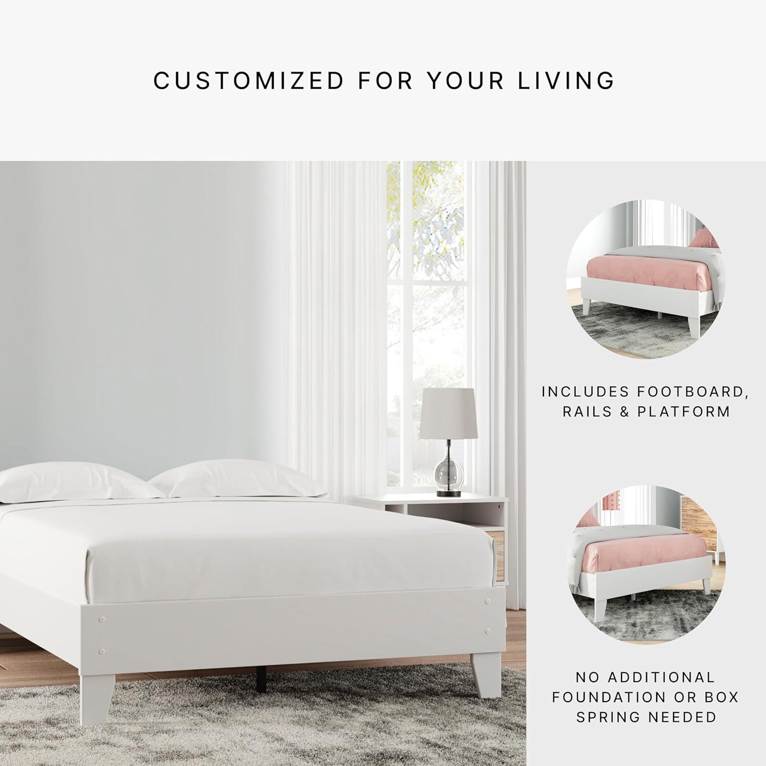 imageSignature Design by Ashley Neilsville Butcher Block Style Platform Bed Full Rustic GrayWhite