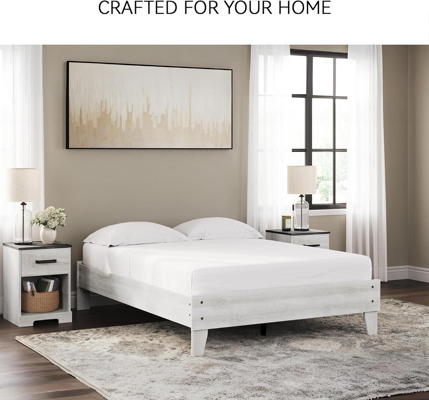 imageSignature Design by Ashley Neilsville Butcher Block Style Platform Bed Full Rustic GrayWhitewash
