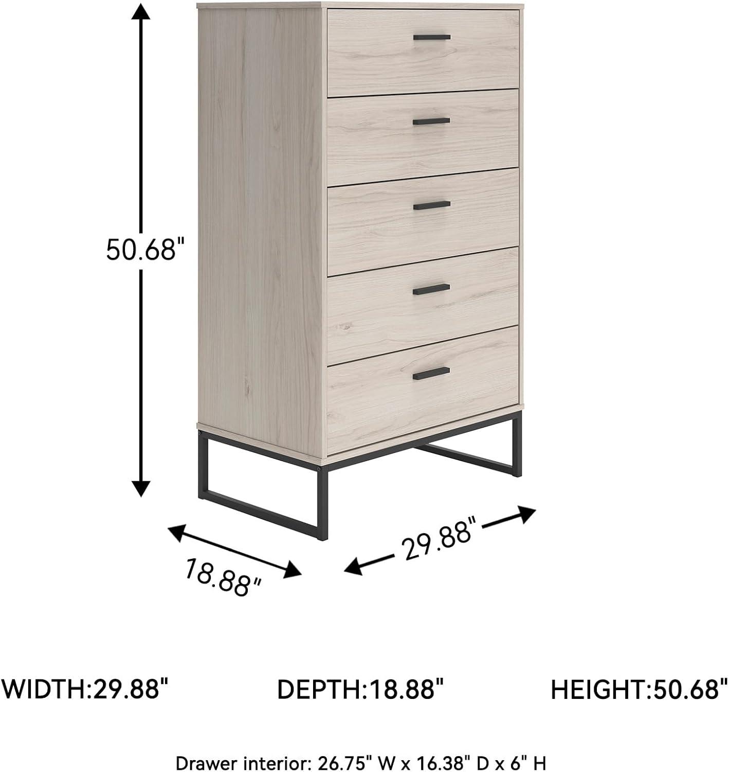 imageSignature Design by Ashley Neilsville Industrial 5 Drawer Chest of Drawers with SmoothGliding Drawers and Safety Stop GrayBeige