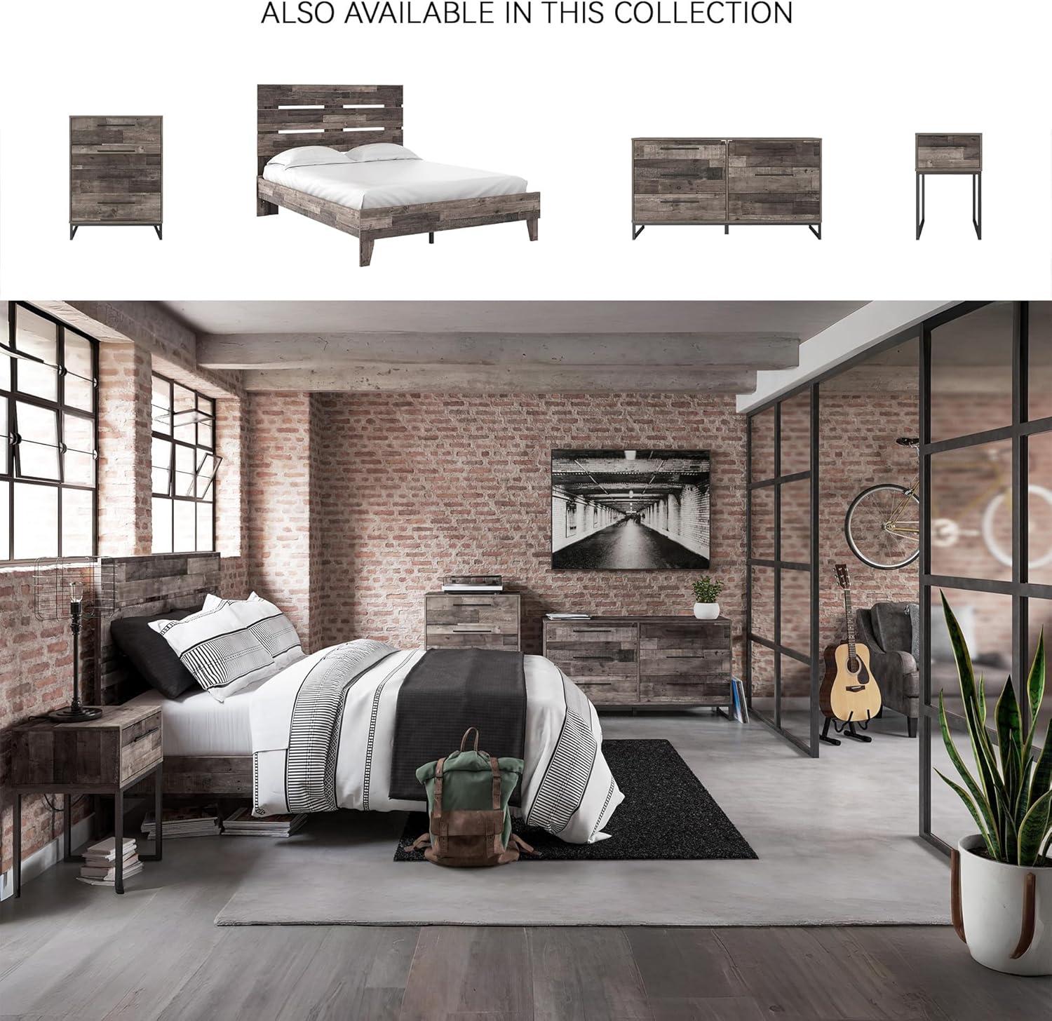 imageSignature Design by Ashley Neilsville Industrial 5 Drawer Chest of Drawers with SmoothGliding Drawers and Safety Stop GrayGrey