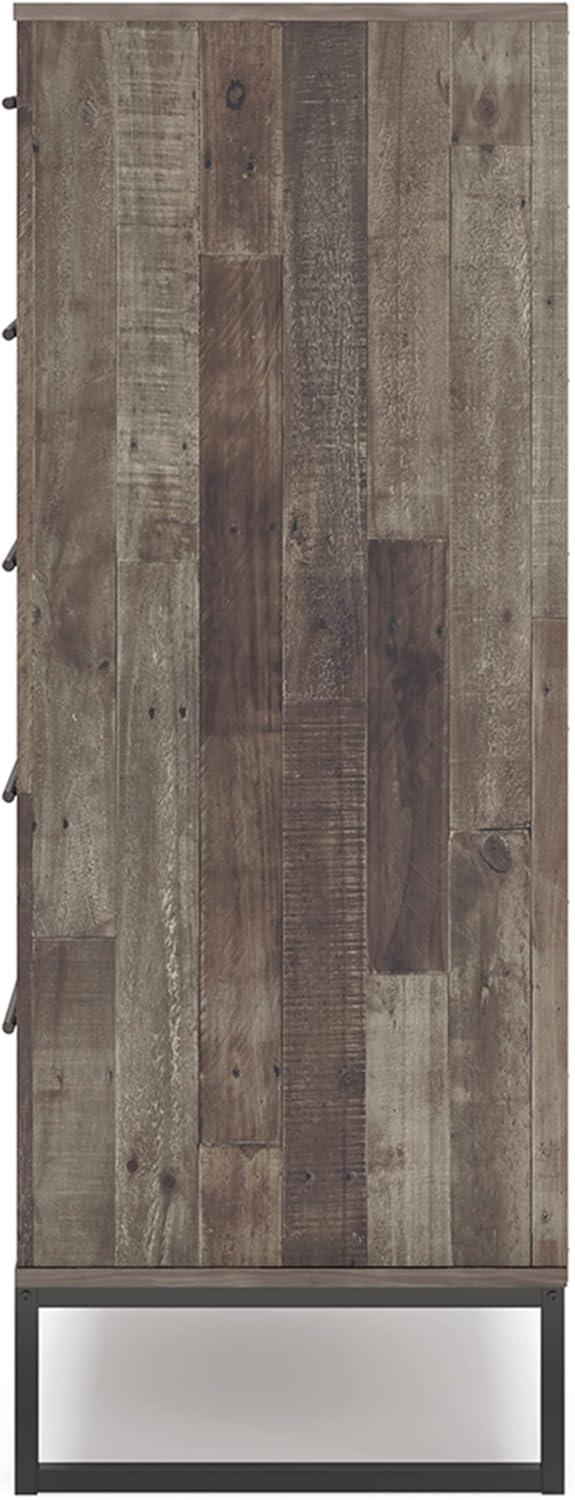 imageSignature Design by Ashley Neilsville Industrial 5 Drawer Chest of Drawers with SmoothGliding Drawers and Safety Stop GrayGrey