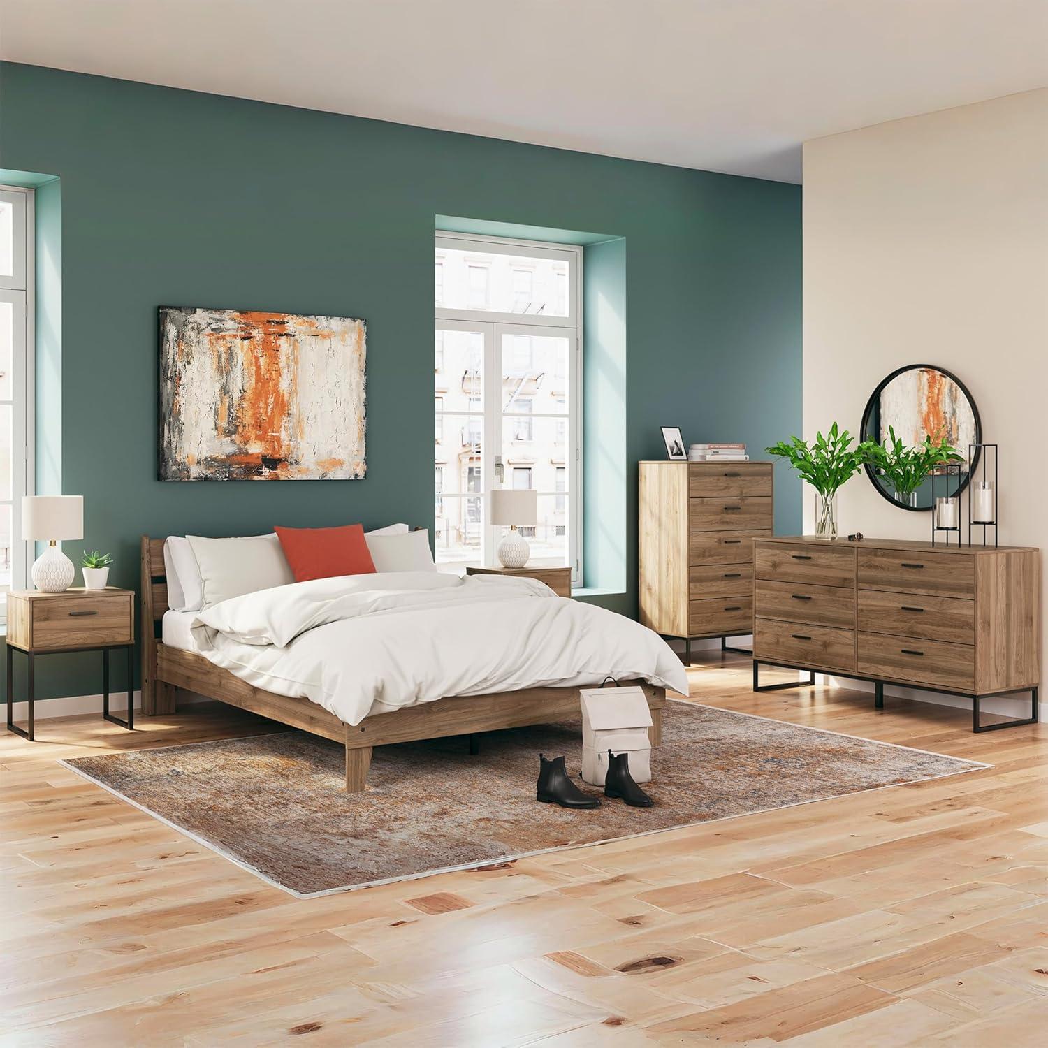 imageSignature Design by Ashley Neilsville Industrial 5 Drawer Chest of Drawers with SmoothGliding Drawers and Safety Stop GrayHoney Brown