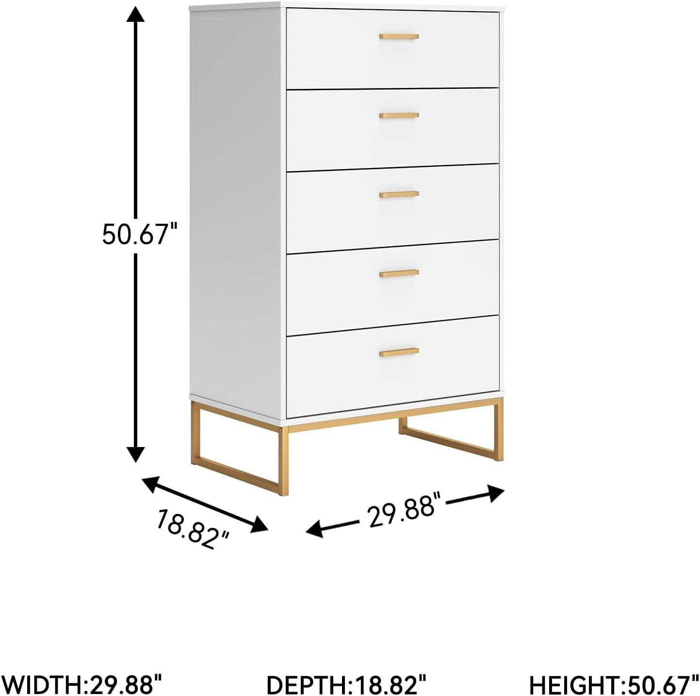 imageSignature Design by Ashley Neilsville Industrial 5 Drawer Chest of Drawers with SmoothGliding Drawers and Safety Stop GrayWhite