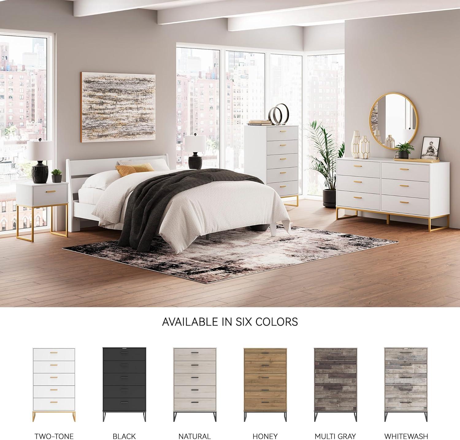 imageSignature Design by Ashley Neilsville Industrial 5 Drawer Chest of Drawers with SmoothGliding Drawers and Safety Stop GrayWhite