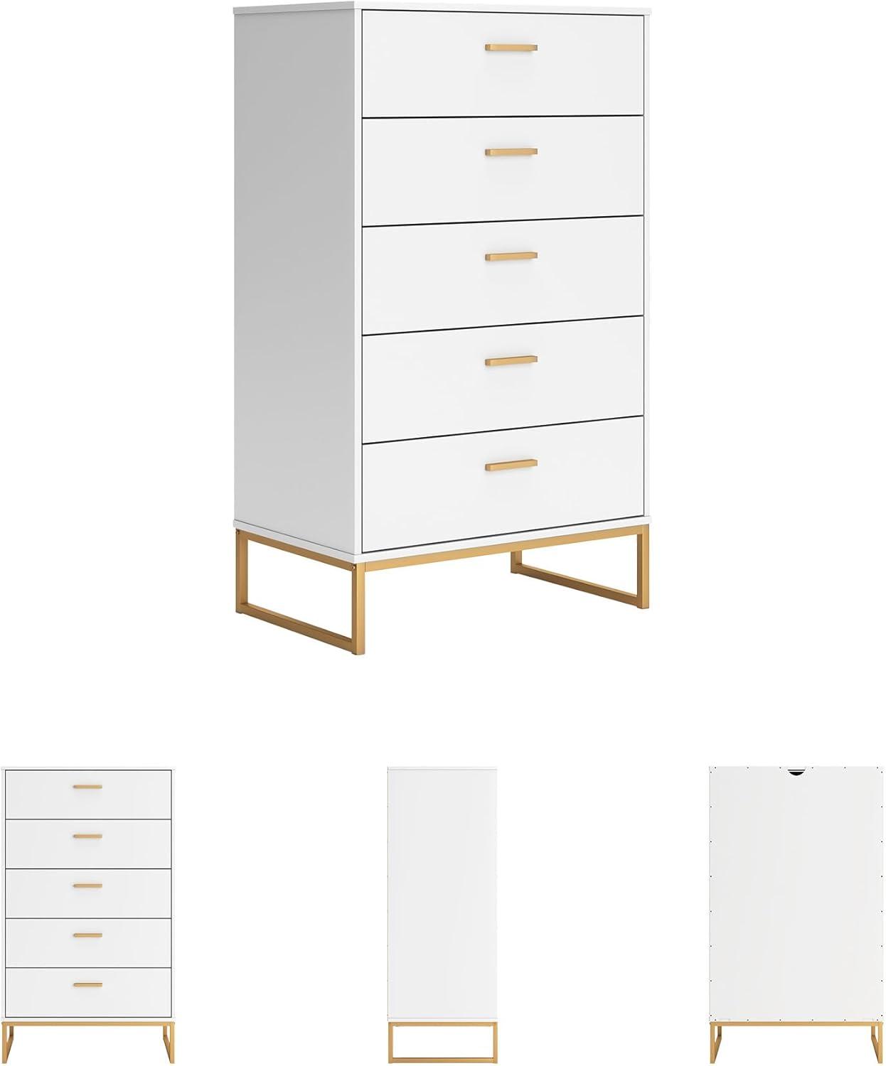 imageSignature Design by Ashley Neilsville Industrial 5 Drawer Chest of Drawers with SmoothGliding Drawers and Safety Stop GrayWhite