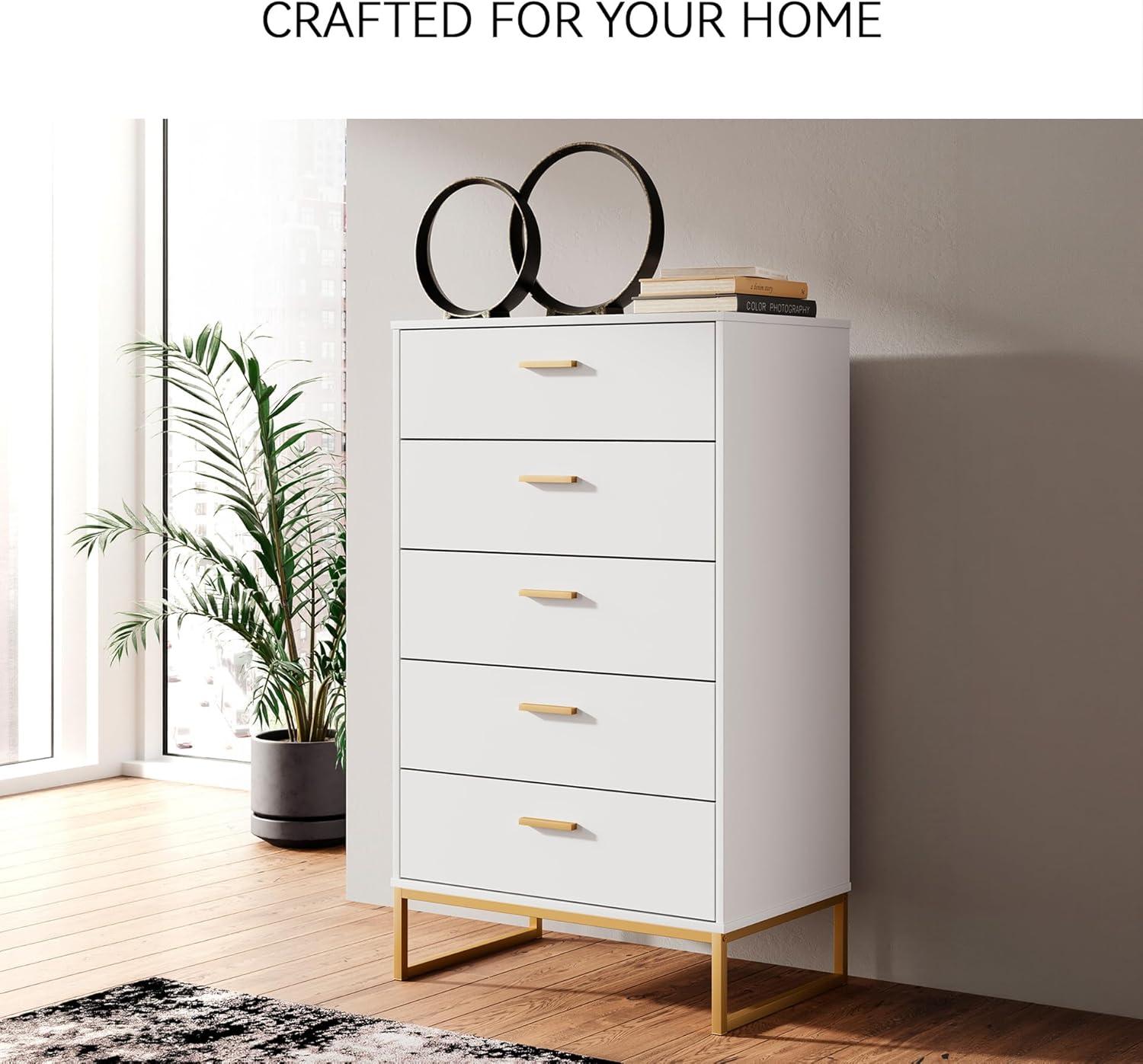 imageSignature Design by Ashley Neilsville Industrial 5 Drawer Chest of Drawers with SmoothGliding Drawers and Safety Stop GrayWhite