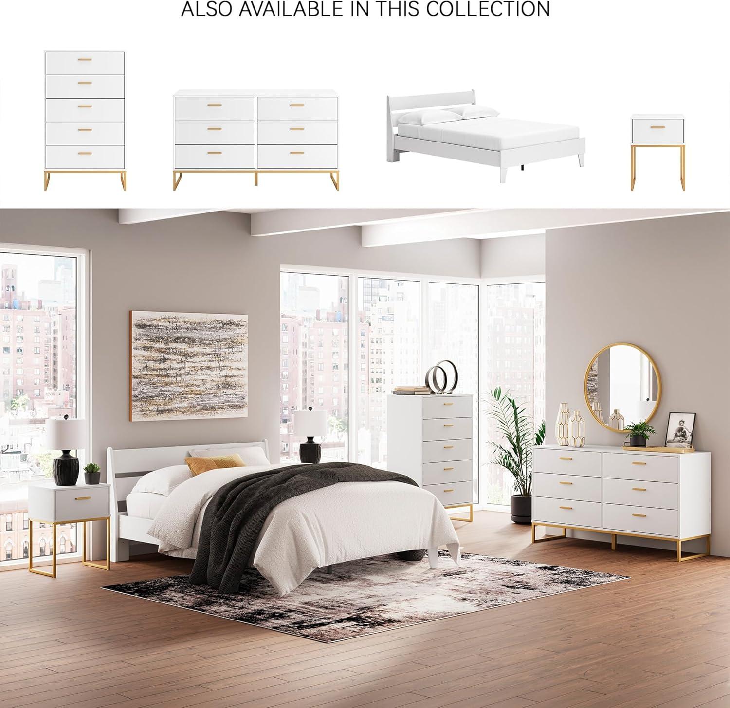 imageSignature Design by Ashley Neilsville Industrial 5 Drawer Chest of Drawers with SmoothGliding Drawers and Safety Stop GrayWhite