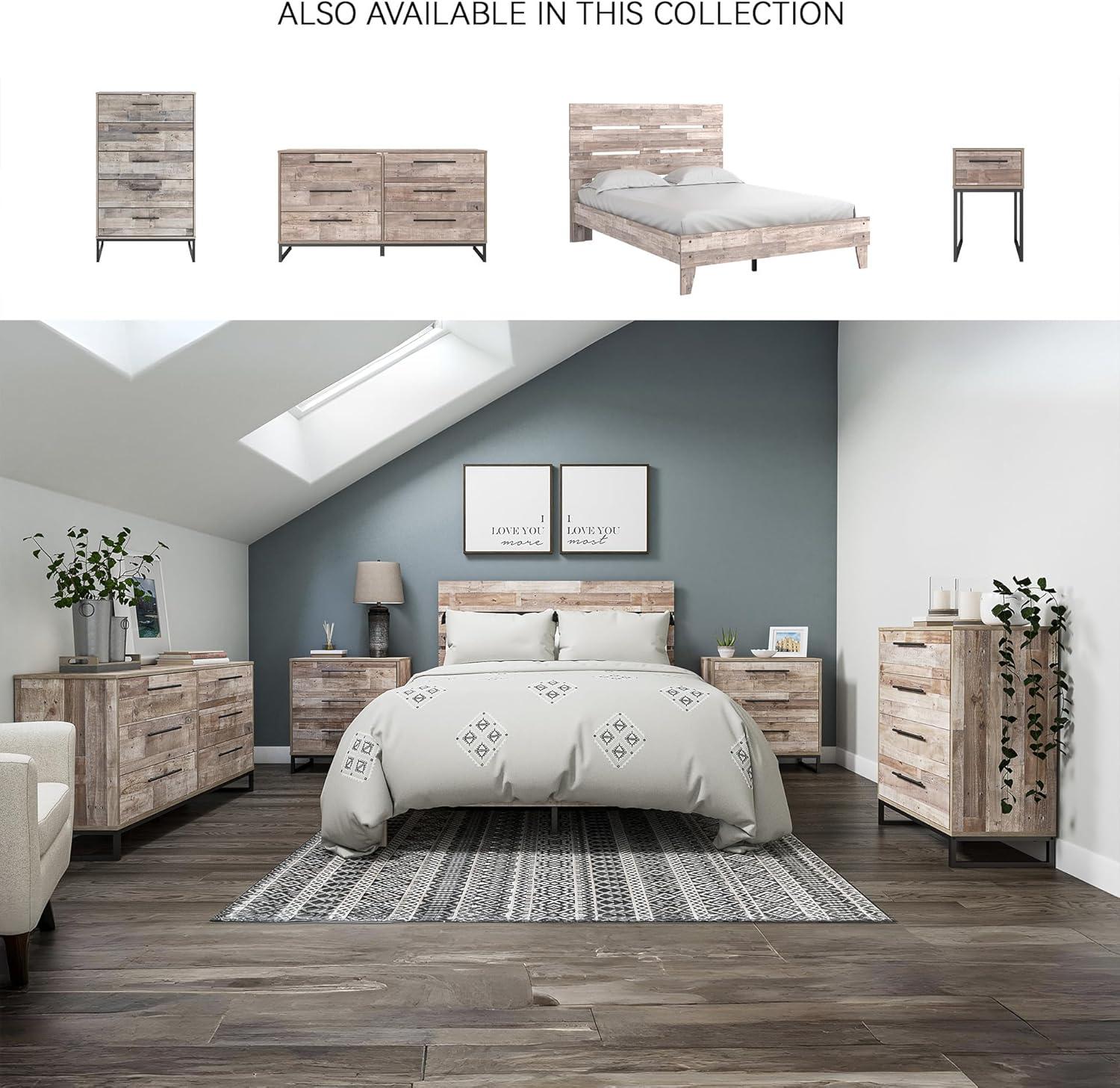 imageSignature Design by Ashley Neilsville Industrial 5 Drawer Chest of Drawers with SmoothGliding Drawers and Safety Stop GrayWhitewash