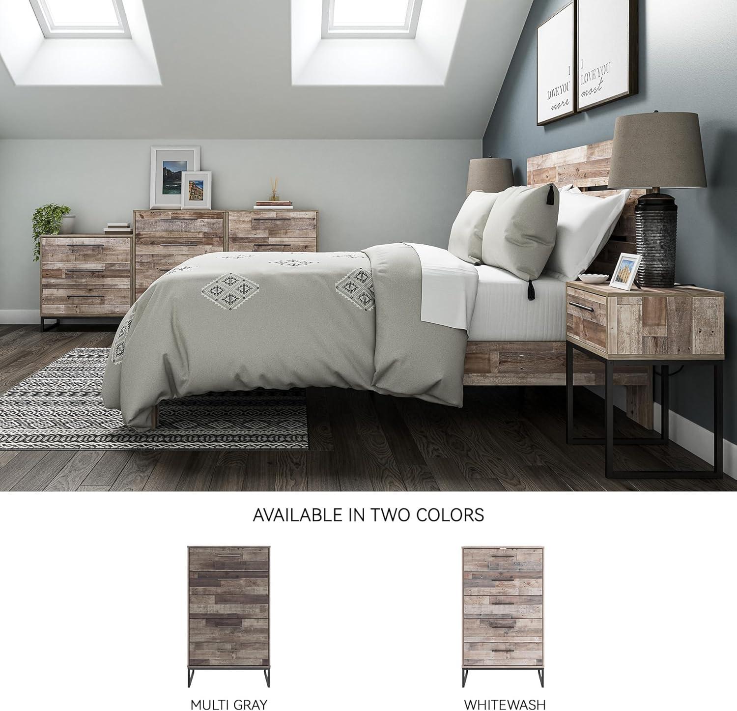 imageSignature Design by Ashley Neilsville Industrial 5 Drawer Chest of Drawers with SmoothGliding Drawers and Safety Stop GrayWhitewash