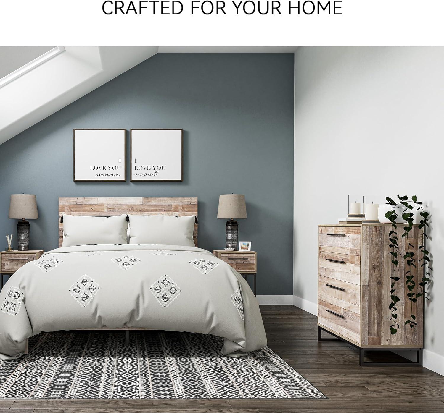 imageSignature Design by Ashley Neilsville Industrial 5 Drawer Chest of Drawers with SmoothGliding Drawers and Safety Stop GrayWhitewash
