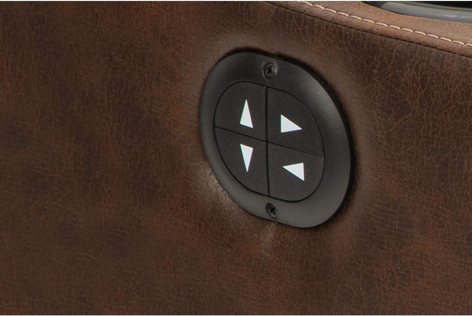 imageSignature Design by Ashley NextGen DuraPella Power Reclining Sofa Wireless ampamp USB Charging ZeroGravity Adjustable Headrest WaterRepellent Faux Leather DropDown Table BeigeBrown 86Brown