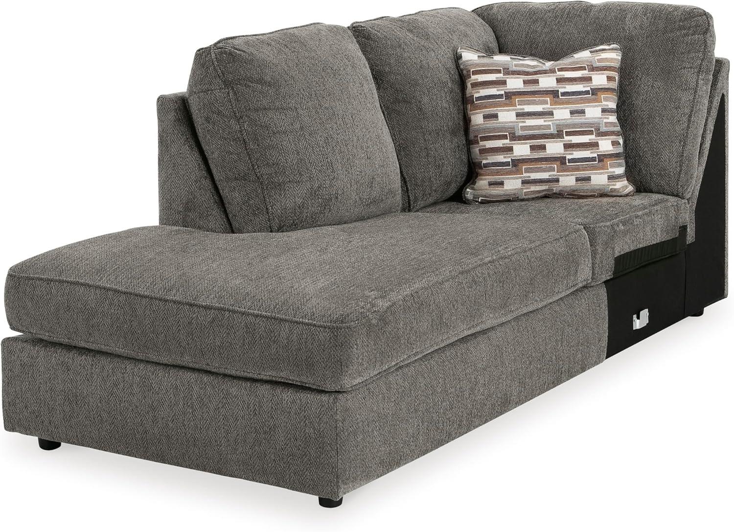 imageSignature Design by Ashley OPhannon Casual RightArm Facing Herringbone Chenille 2Piece Sectional with Chaise Loose Seat Cushions and 2 Throw Pillows GrayGrey