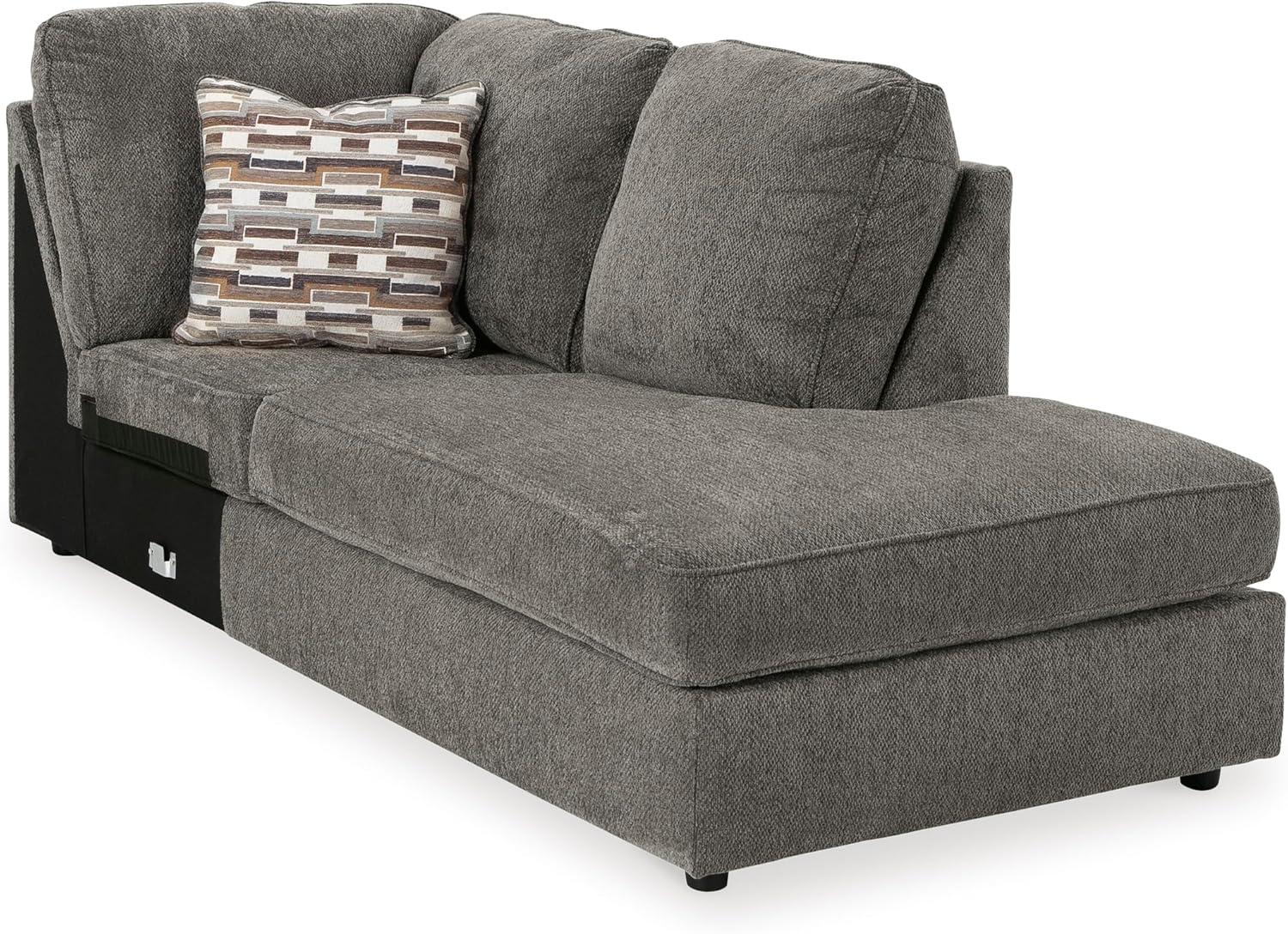 imageSignature Design by Ashley OPhannon Casual RightArm Facing Herringbone Chenille 2Piece Sectional with Chaise Loose Seat Cushions and 2 Throw Pillows GrayGrey