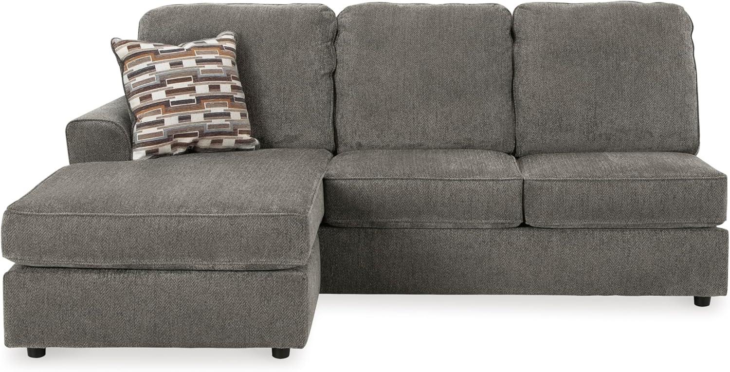 imageSignature Design by Ashley OPhannon Casual RightArm Facing Herringbone Chenille 2Piece Sectional with Chaise Loose Seat Cushions and 2 Throw Pillows GrayGrey