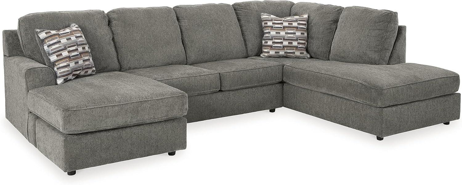 imageSignature Design by Ashley OPhannon Casual RightArm Facing Herringbone Chenille 2Piece Sectional with Chaise Loose Seat Cushions and 2 Throw Pillows GrayGrey