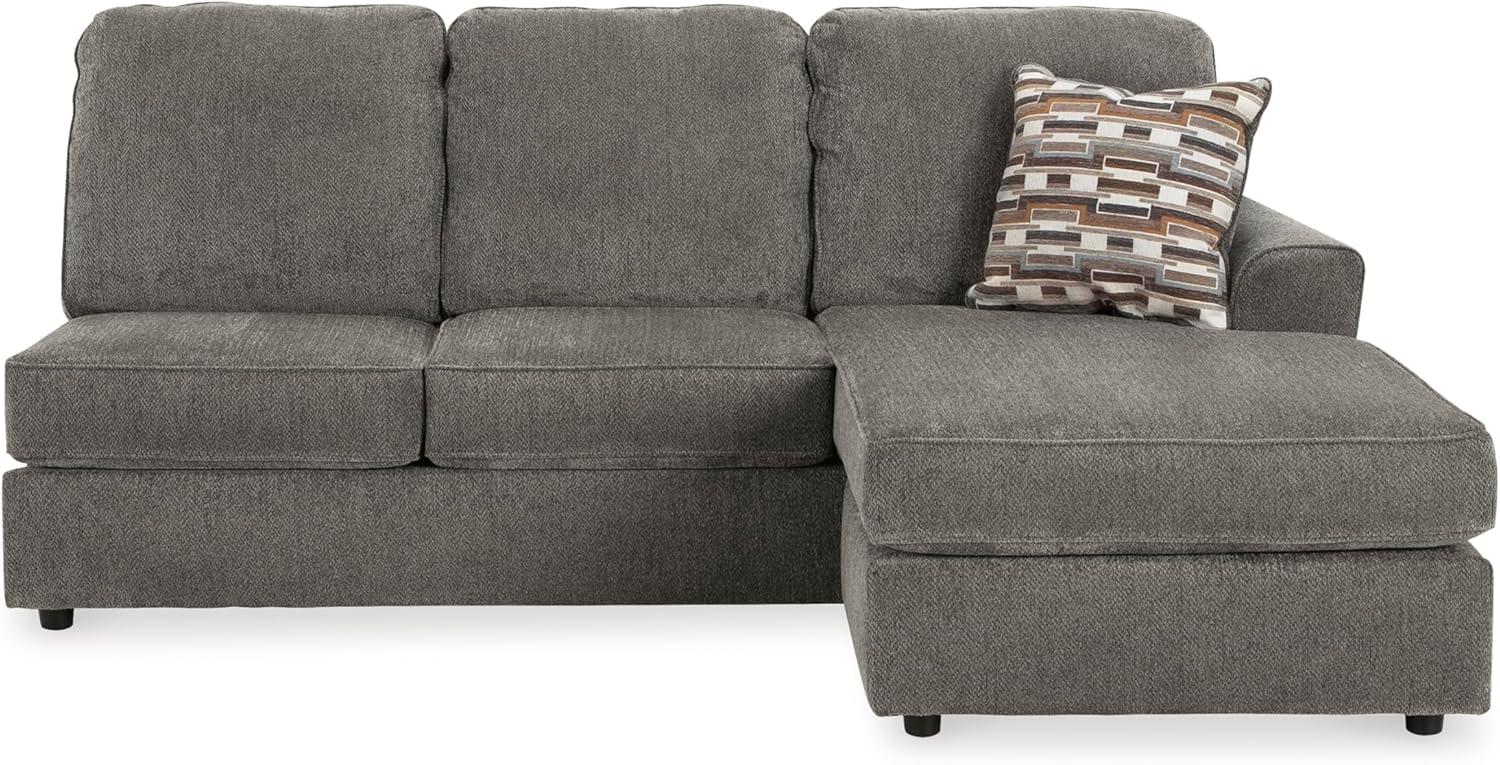 imageSignature Design by Ashley OPhannon Casual RightArm Facing Herringbone Chenille 2Piece Sectional with Chaise Loose Seat Cushions and 2 Throw Pillows GrayGrey