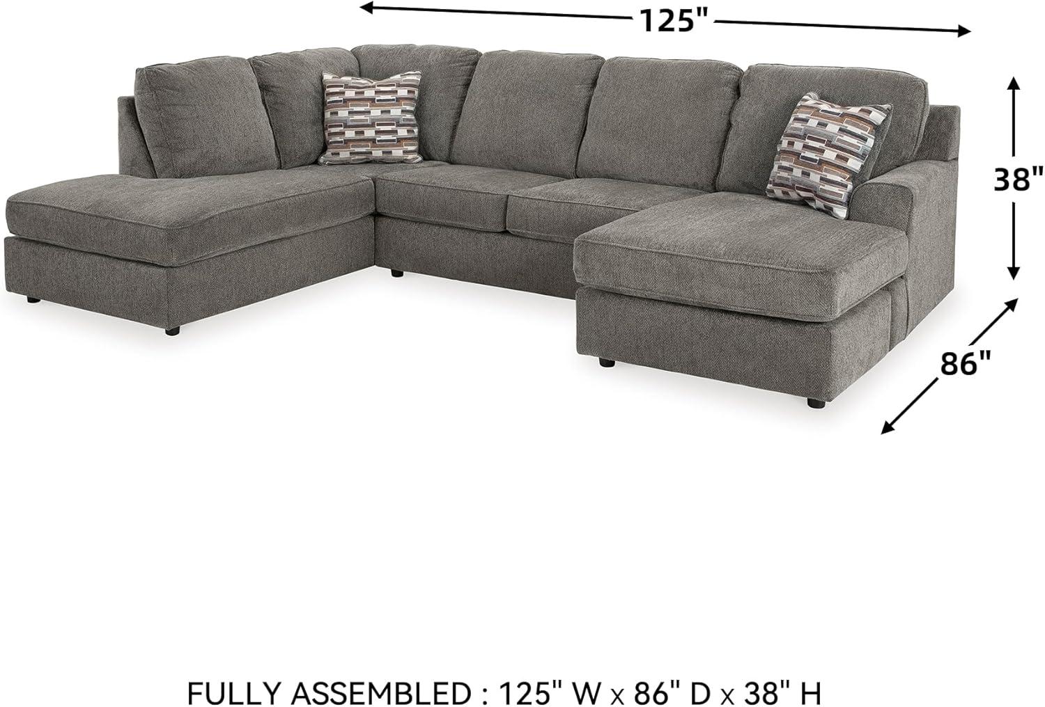 imageSignature Design by Ashley OPhannon Casual RightArm Facing Herringbone Chenille 2Piece Sectional with Chaise Loose Seat Cushions and 2 Throw Pillows GrayGrey
