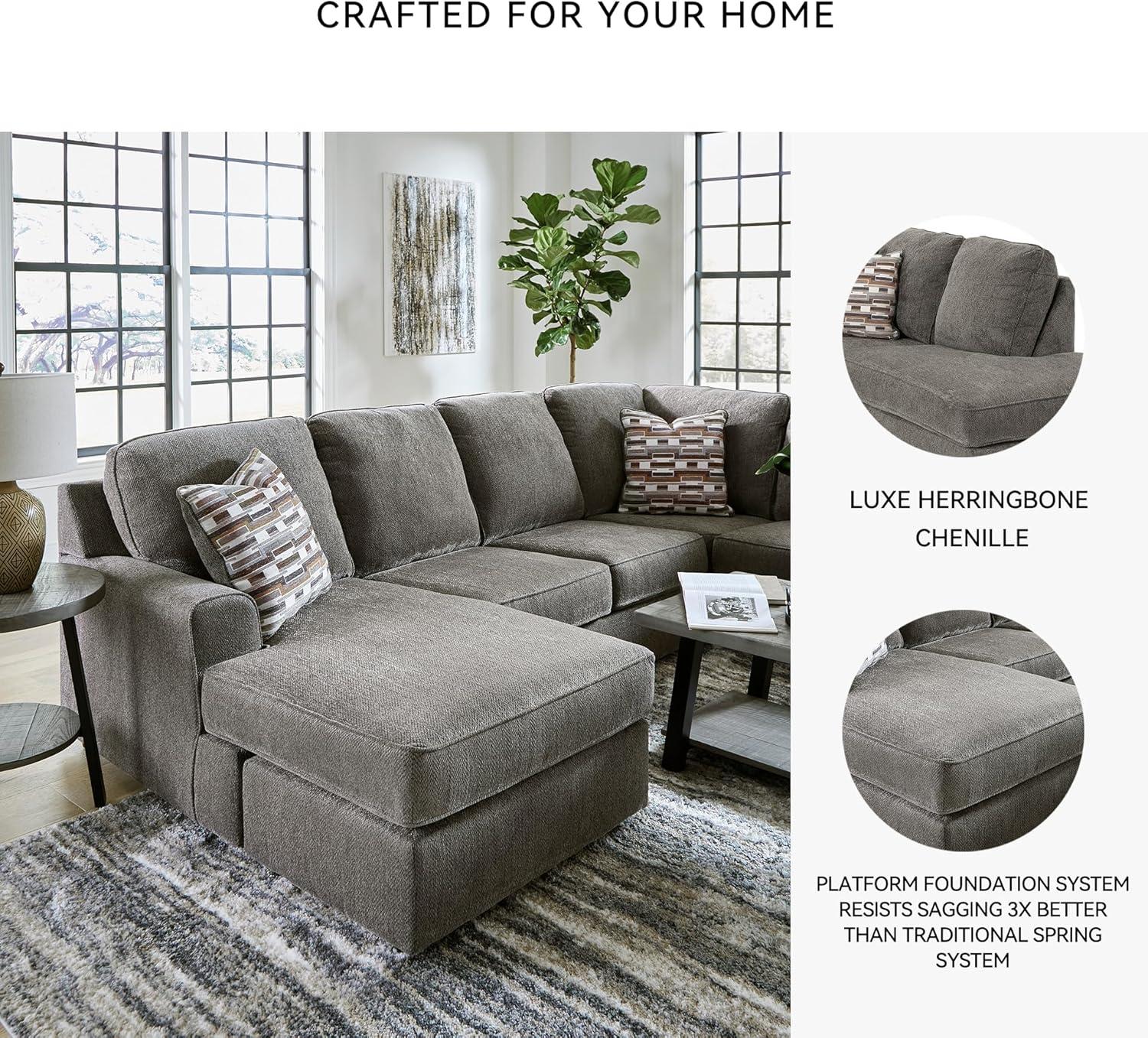 imageSignature Design by Ashley OPhannon Casual RightArm Facing Herringbone Chenille 2Piece Sectional with Chaise Loose Seat Cushions and 2 Throw Pillows GrayGrey