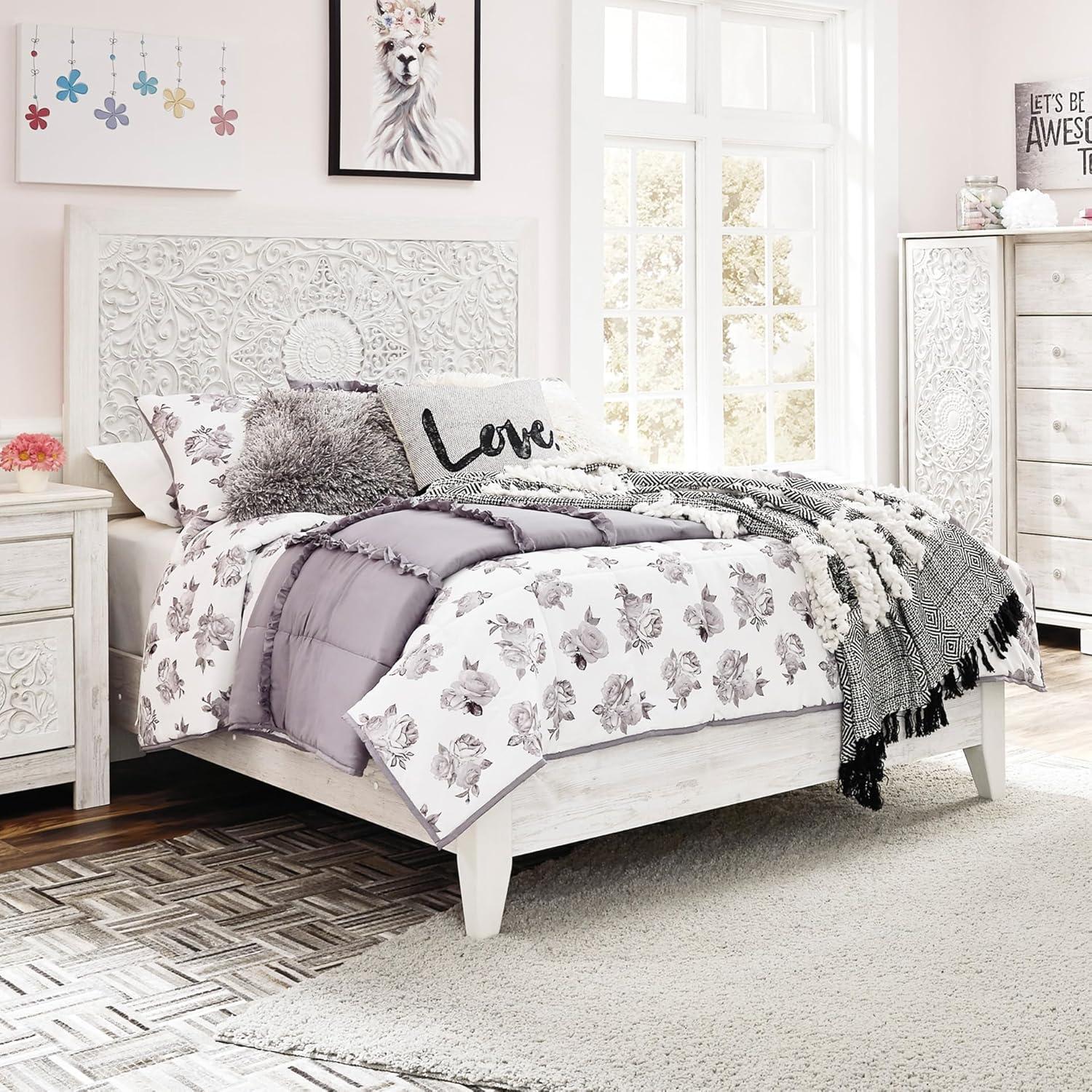 imageSignature Design by Ashley Paxberry Boho Chic Panel Adjustable Headboard ONLY King WhitewashWhitewash