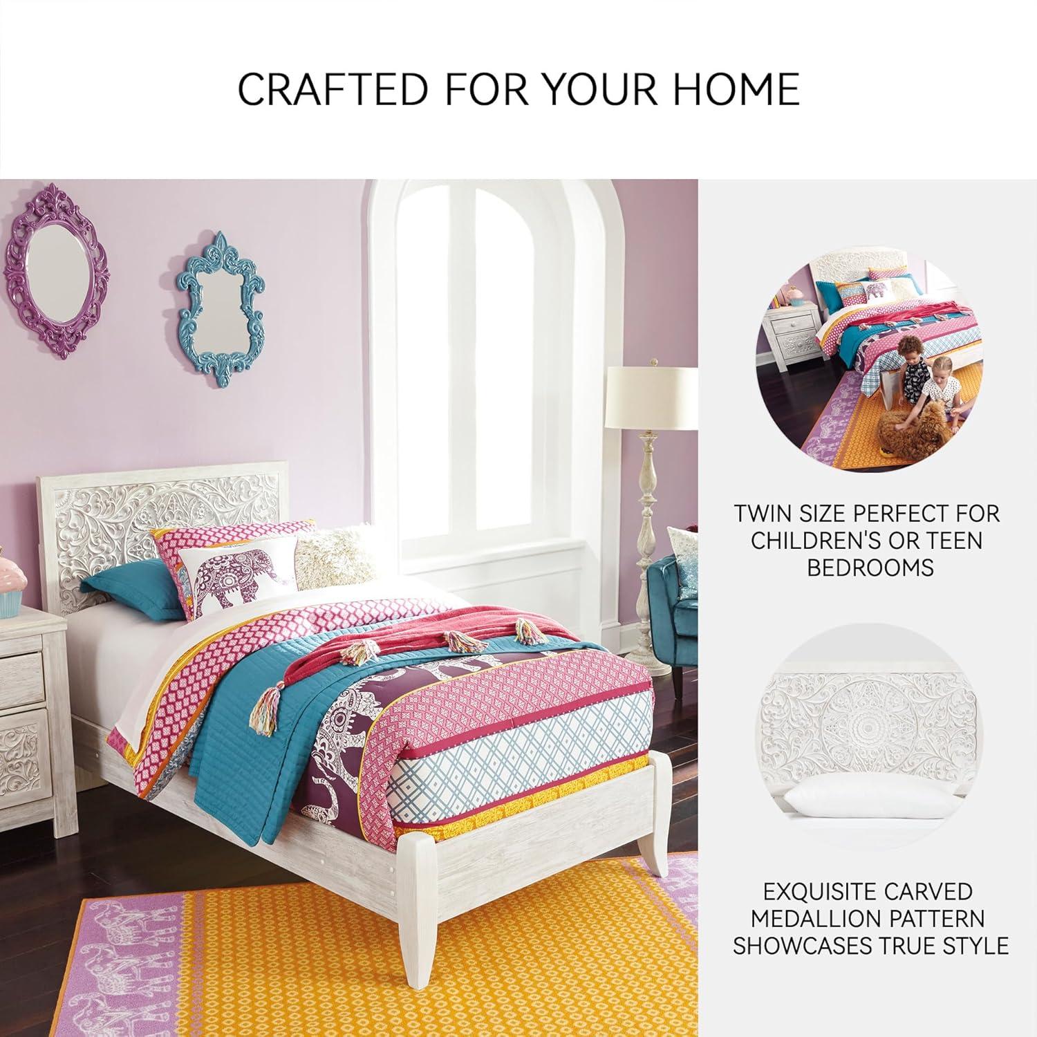 imageSignature Design by Ashley Paxberry Boho Chic Panel Adjustable Headboard ONLY King WhitewashWhitewash