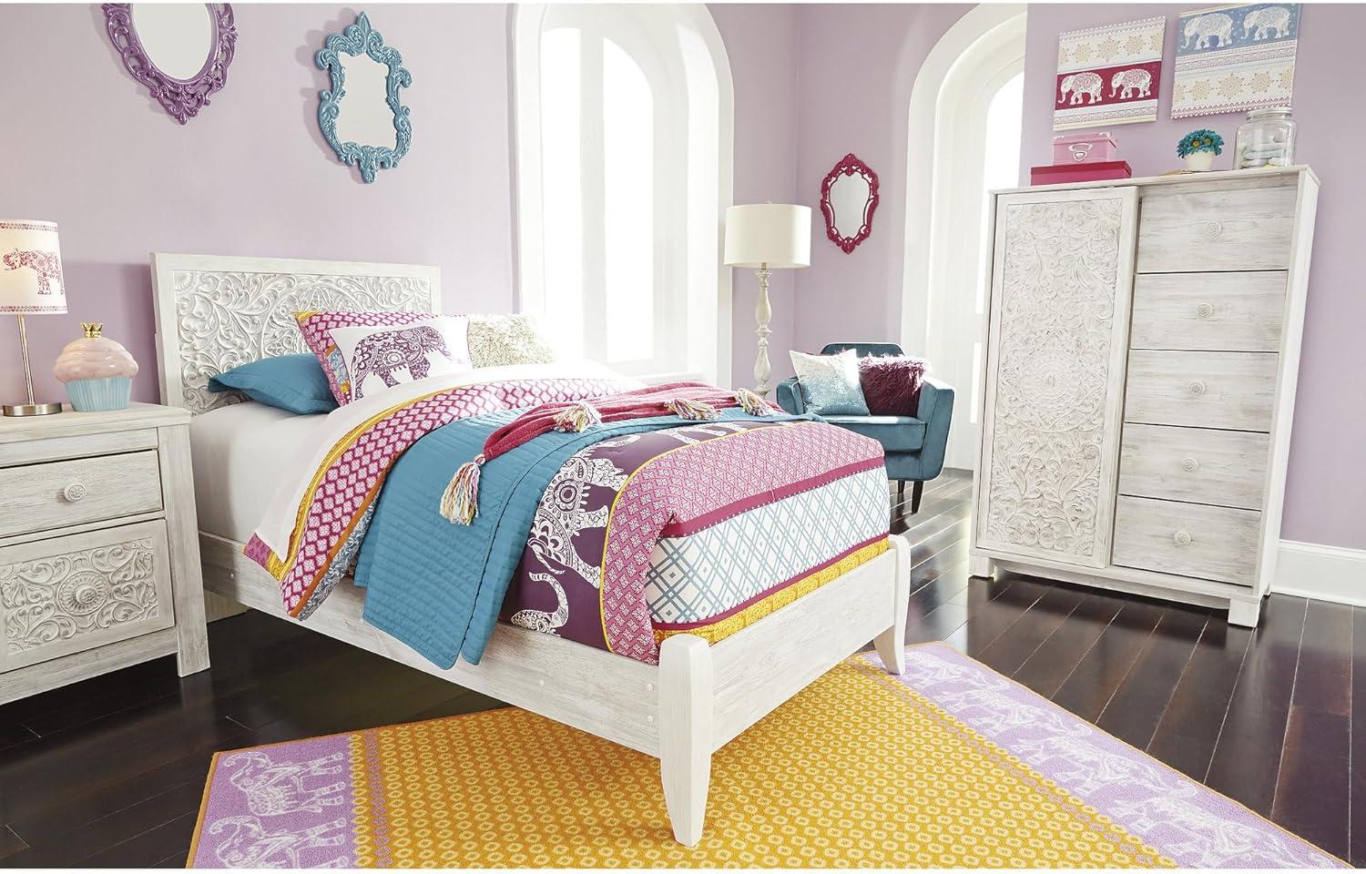 imageSignature Design by Ashley Paxberry Boho Chic Panel Adjustable Headboard ONLY King WhitewashWhitewash