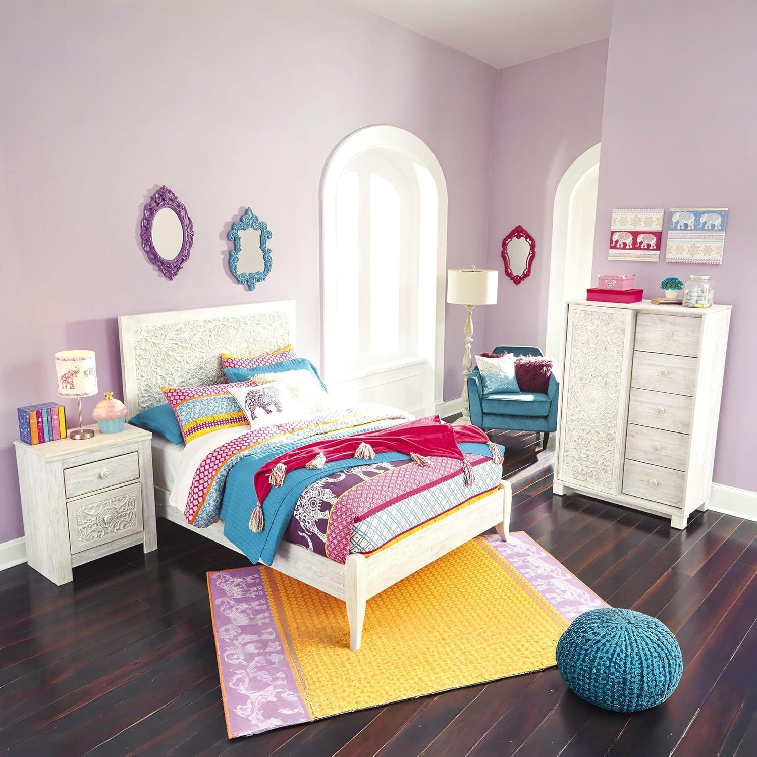 imageSignature Design by Ashley Paxberry Boho Chic Panel Adjustable Headboard ONLY King WhitewashWhitewash