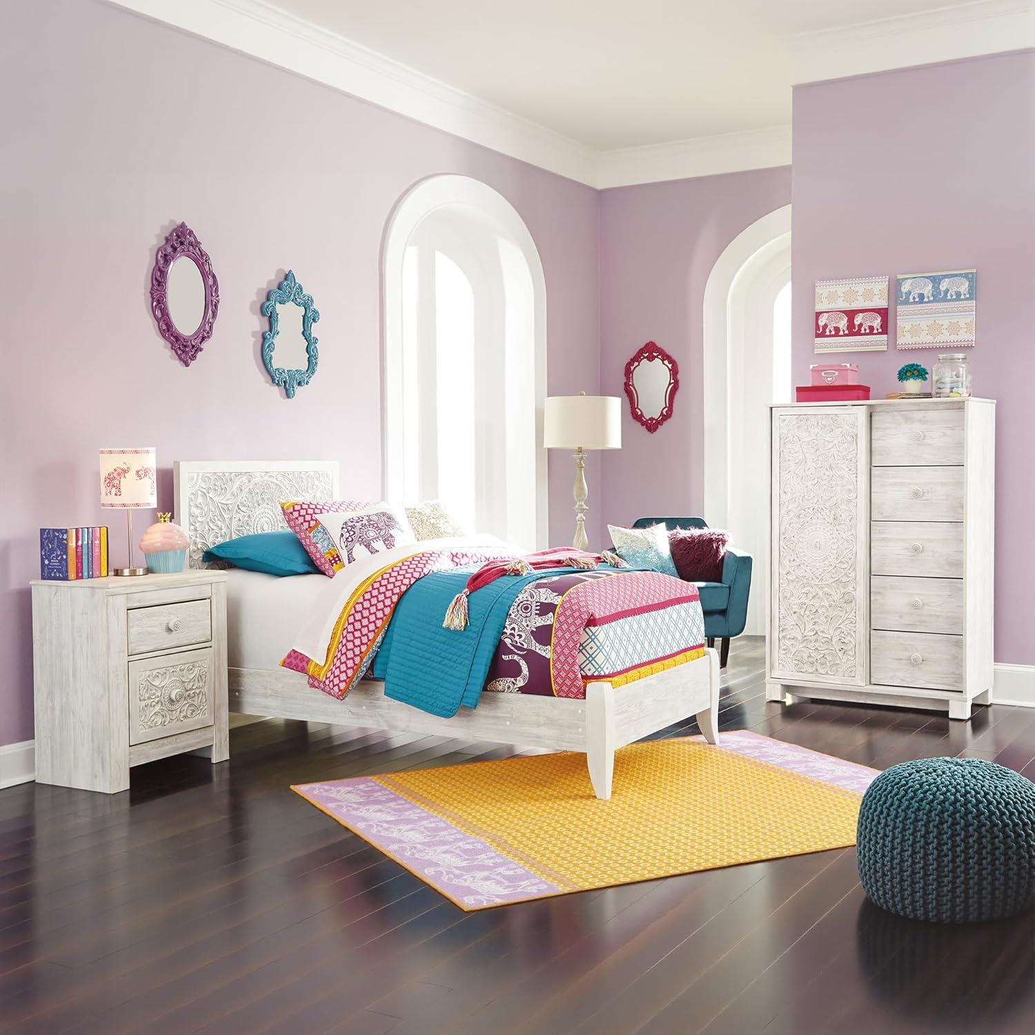 imageSignature Design by Ashley Paxberry Boho Chic Panel Adjustable Headboard ONLY King WhitewashWhitewash