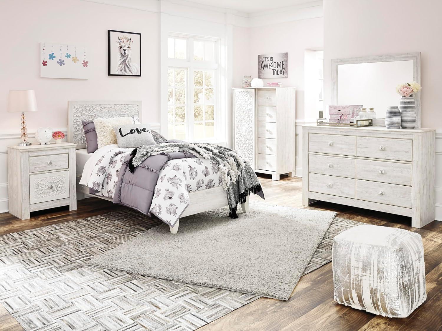 imageSignature Design by Ashley Paxberry Boho Chic Panel Adjustable Headboard ONLY King WhitewashWhitewash