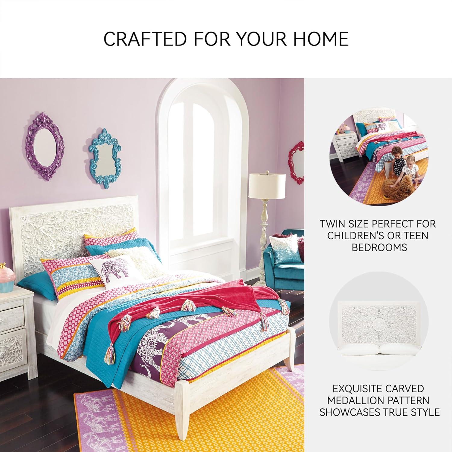 imageSignature Design by Ashley Paxberry Boho Chic Panel Adjustable Headboard ONLY King WhitewashWhitewash