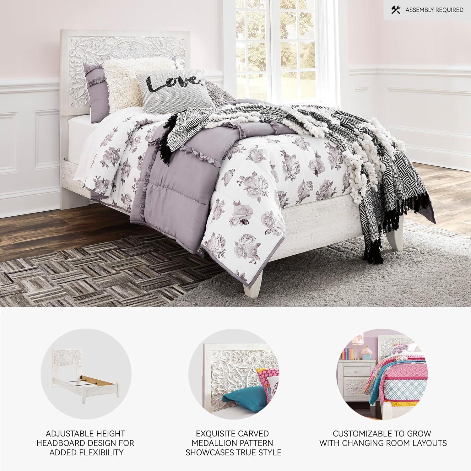 imageSignature Design by Ashley Paxberry Boho Chic Panel Adjustable Headboard ONLY King WhitewashWhitewash