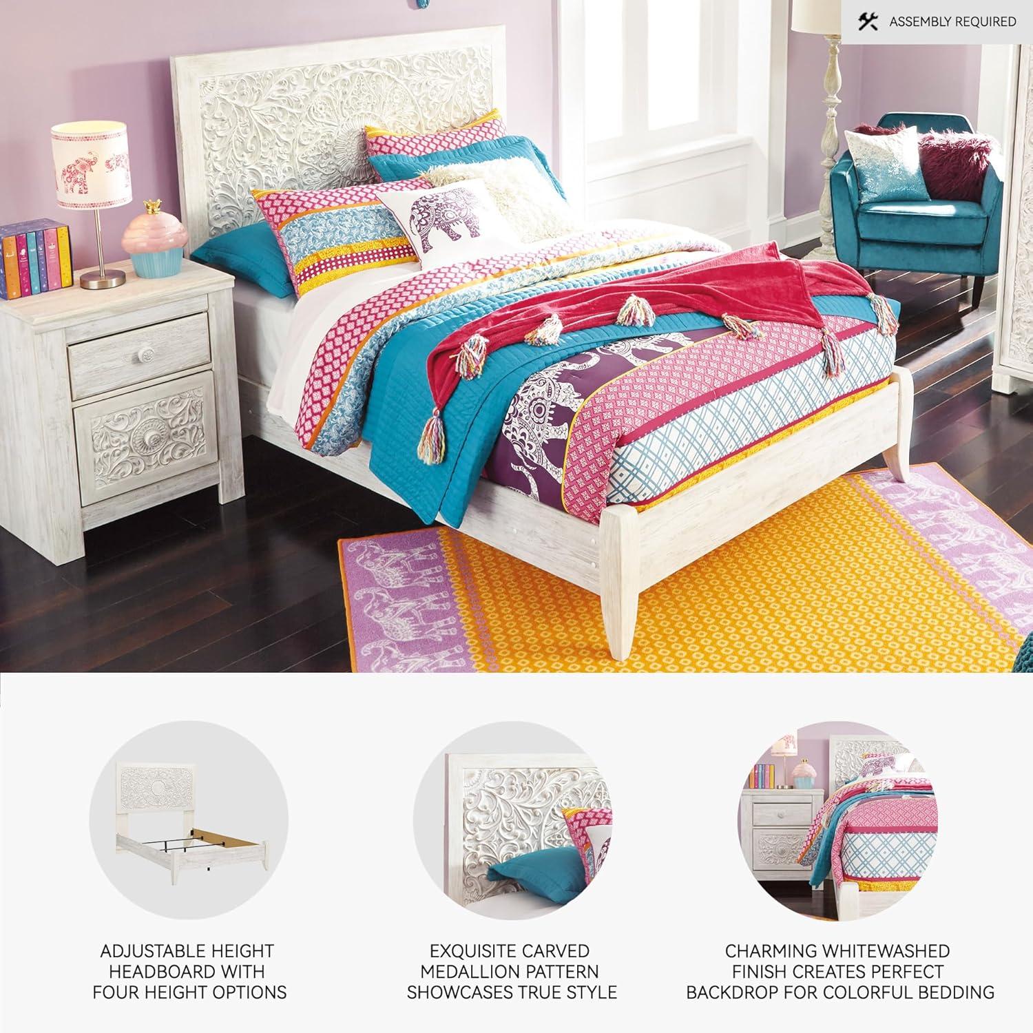 imageSignature Design by Ashley Paxberry Boho Chic Panel Adjustable Headboard ONLY King WhitewashWhitewash