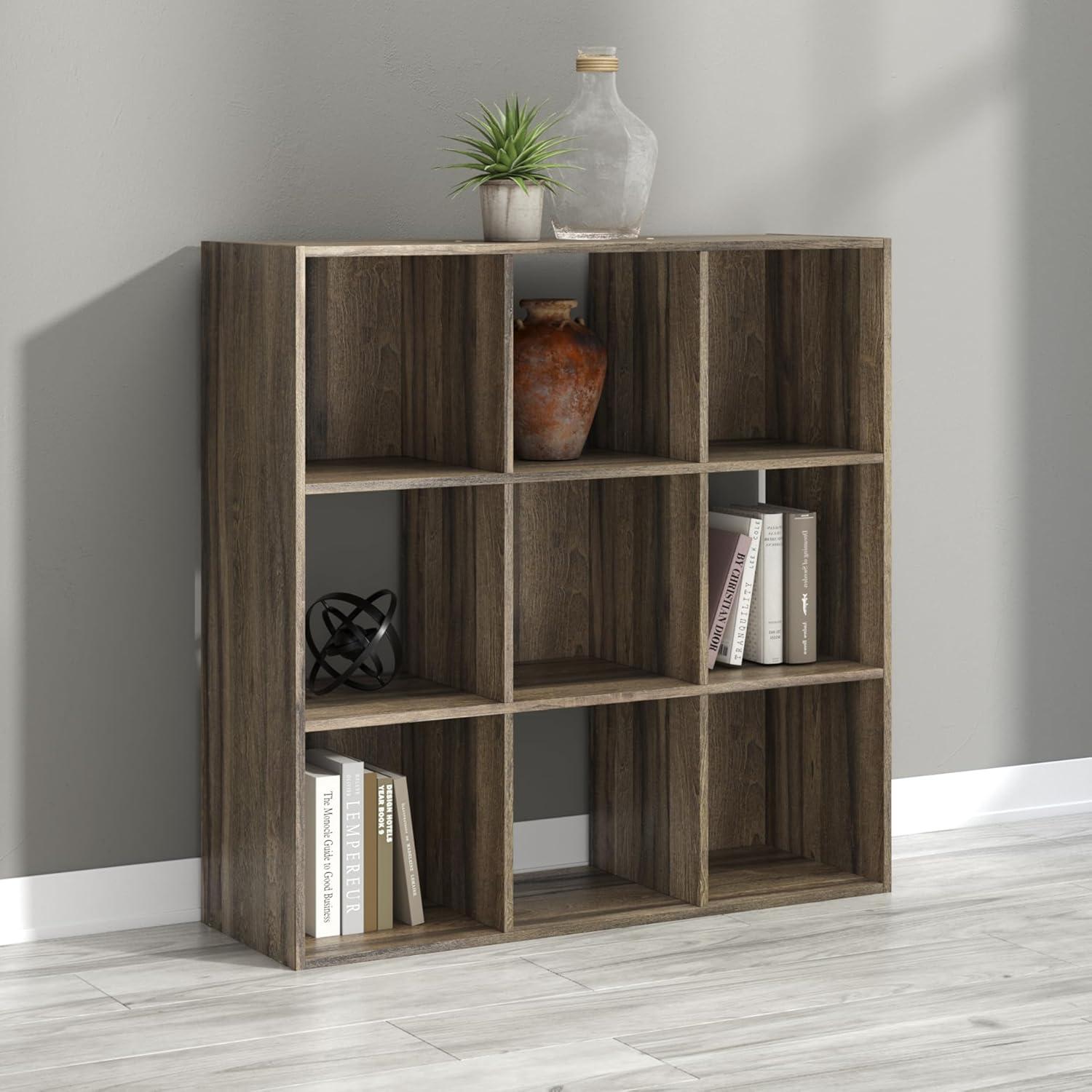 imageSignature Design by Ashley Paxberry Coastal 9 Cube Storage Organizer or Bookcase WhitewashBrown