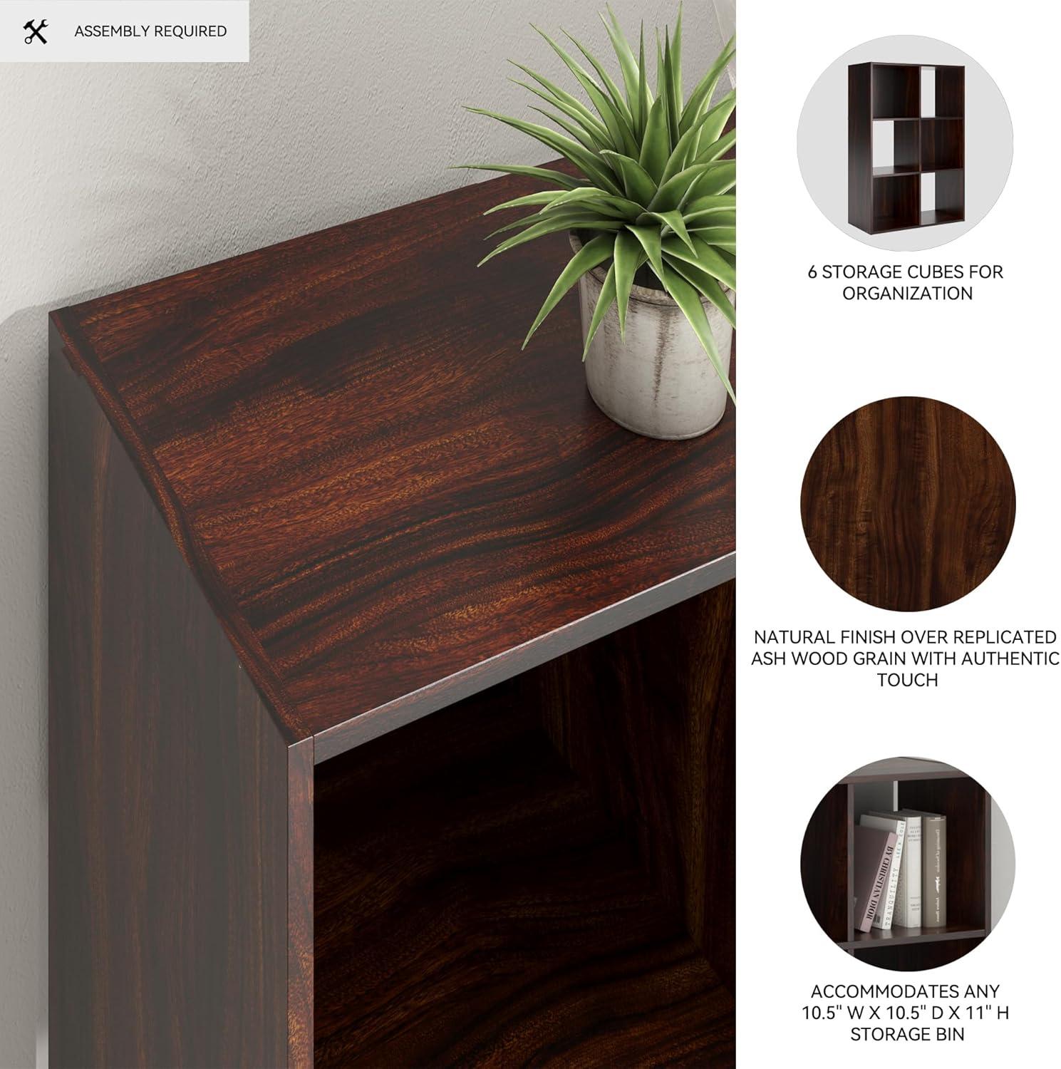 imageSignature Design by Ashley Paxberry Coastal 9 Cube Storage Organizer or Bookcase WhitewashCherryLight Brown