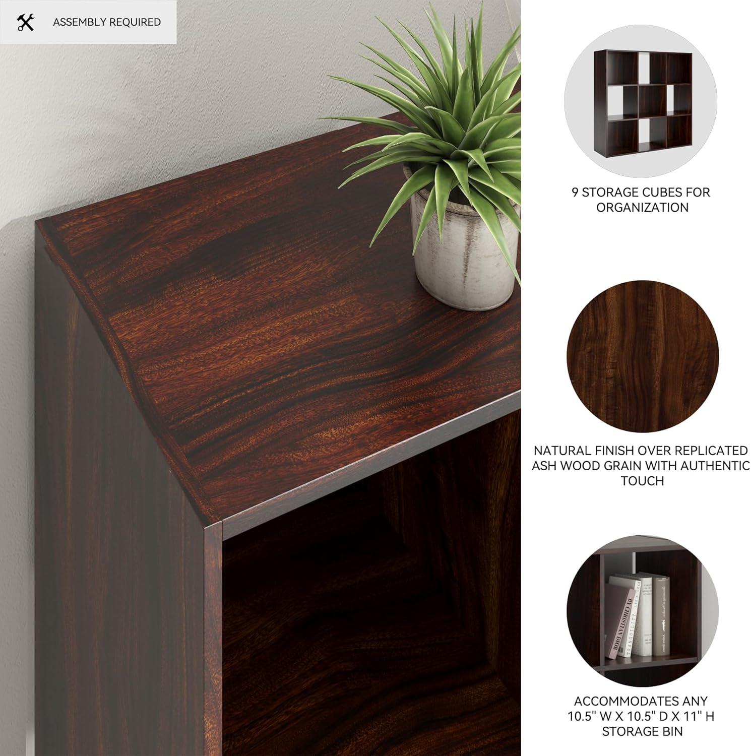 imageSignature Design by Ashley Paxberry Coastal 9 Cube Storage Organizer or Bookcase WhitewashCherryLight Brown