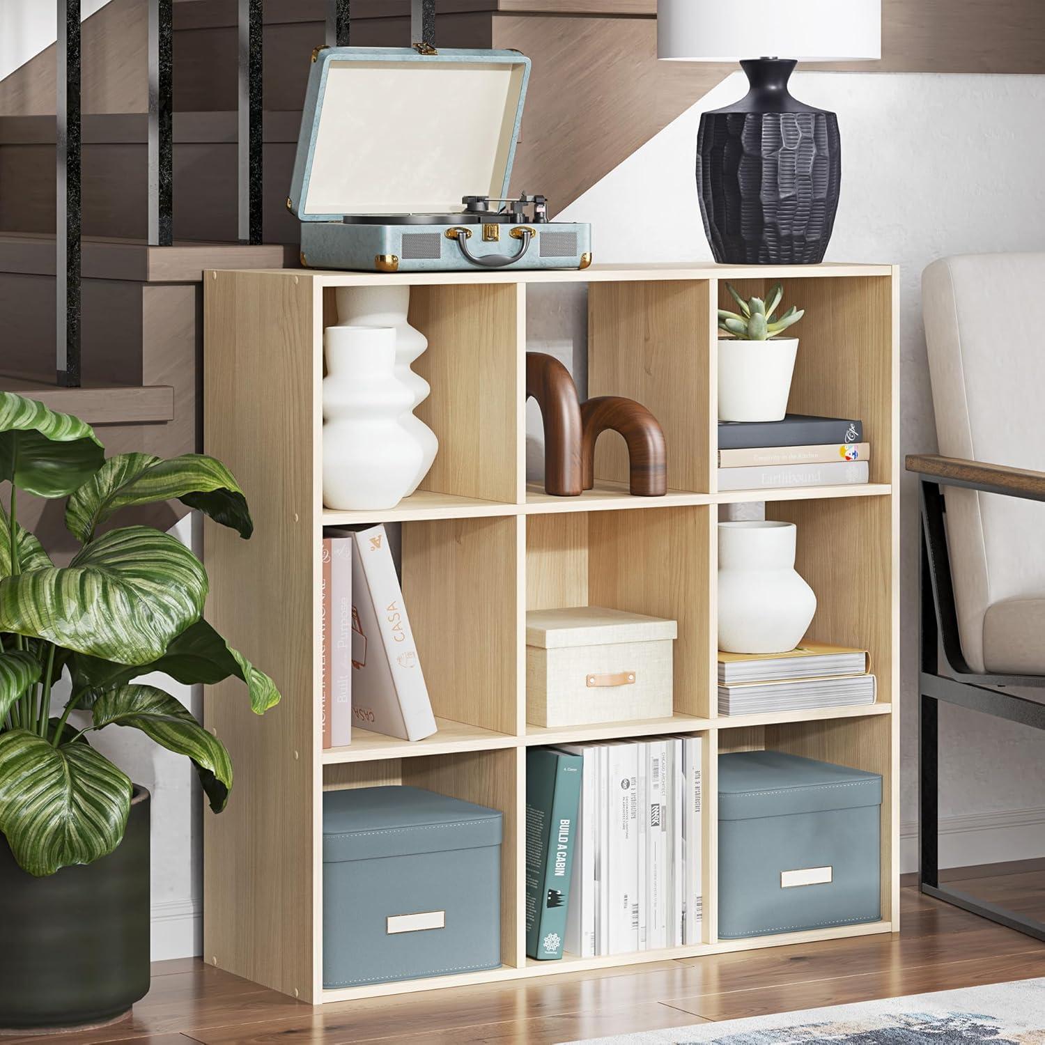 imageSignature Design by Ashley Paxberry Coastal 9 Cube Storage Organizer or Bookcase WhitewashTan