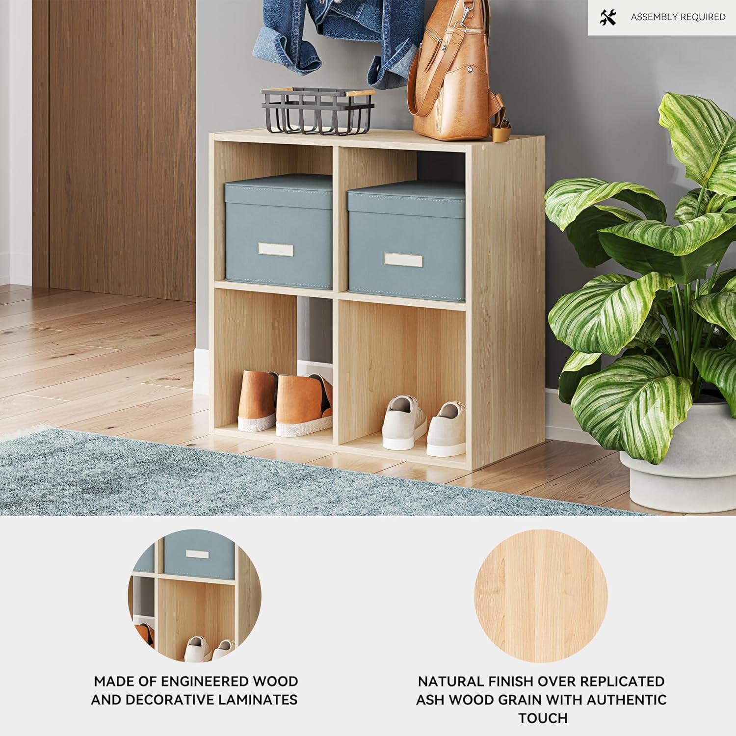 imageSignature Design by Ashley Paxberry Coastal 9 Cube Storage Organizer or Bookcase WhitewashTan