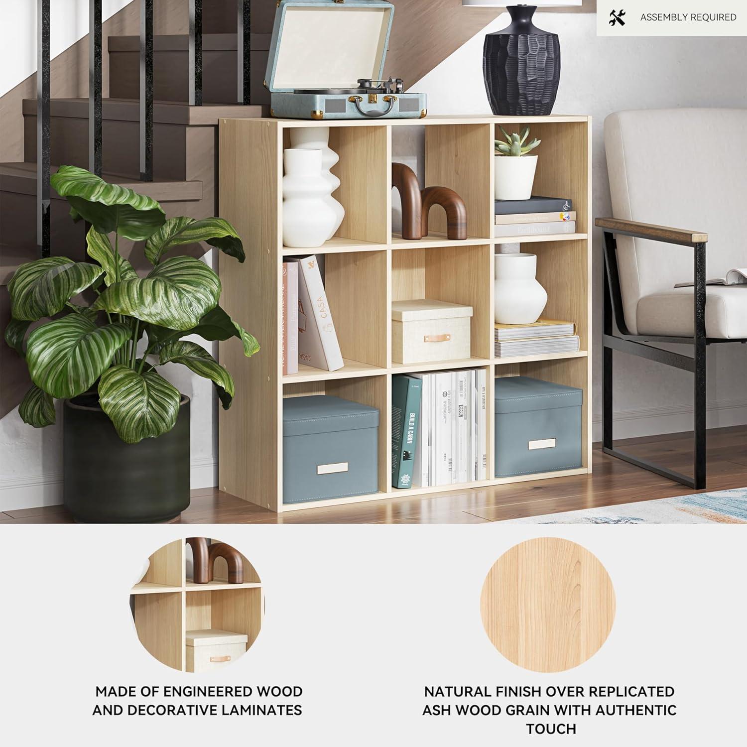 imageSignature Design by Ashley Paxberry Coastal 9 Cube Storage Organizer or Bookcase WhitewashTan