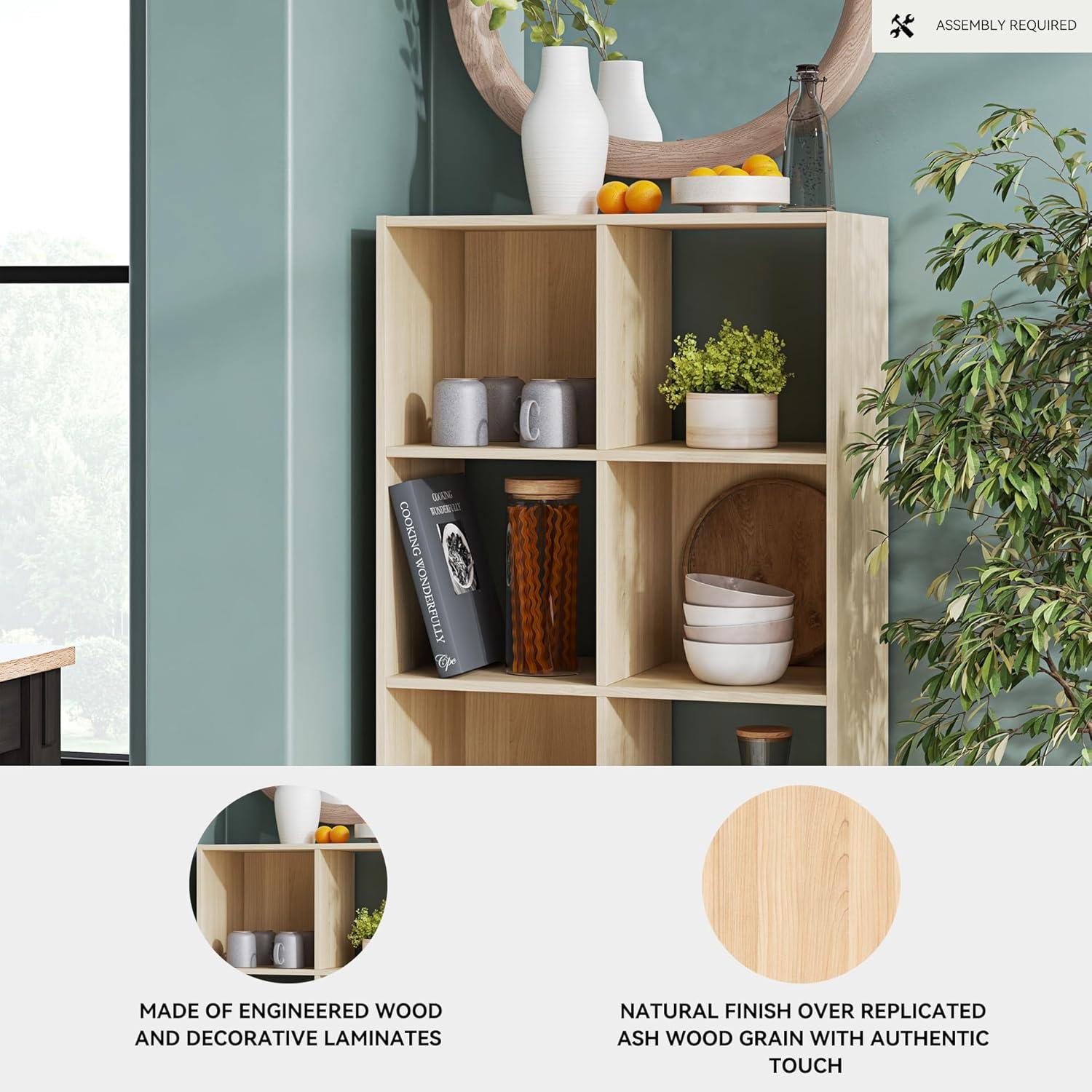 imageSignature Design by Ashley Paxberry Coastal 9 Cube Storage Organizer or Bookcase WhitewashTan