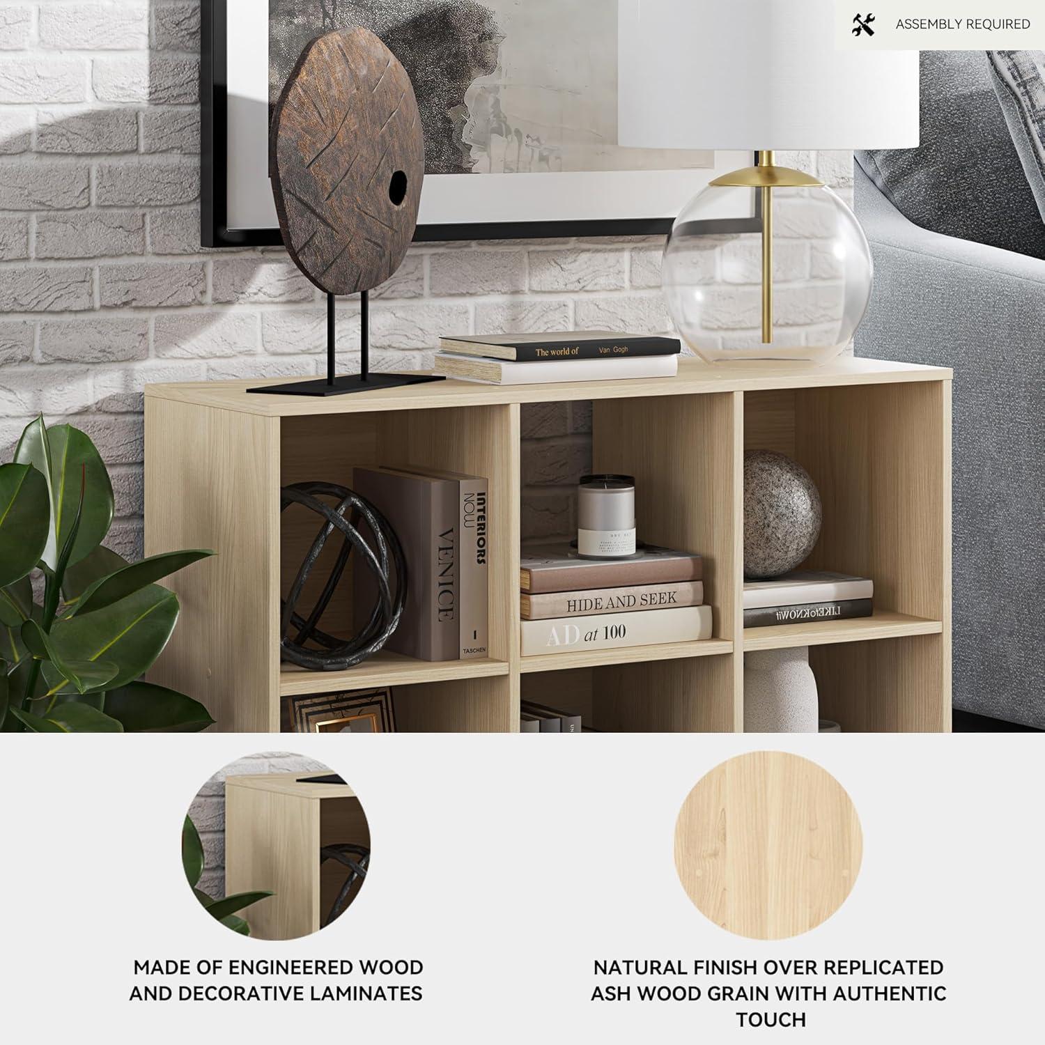 imageSignature Design by Ashley Paxberry Coastal 9 Cube Storage Organizer or Bookcase WhitewashTan