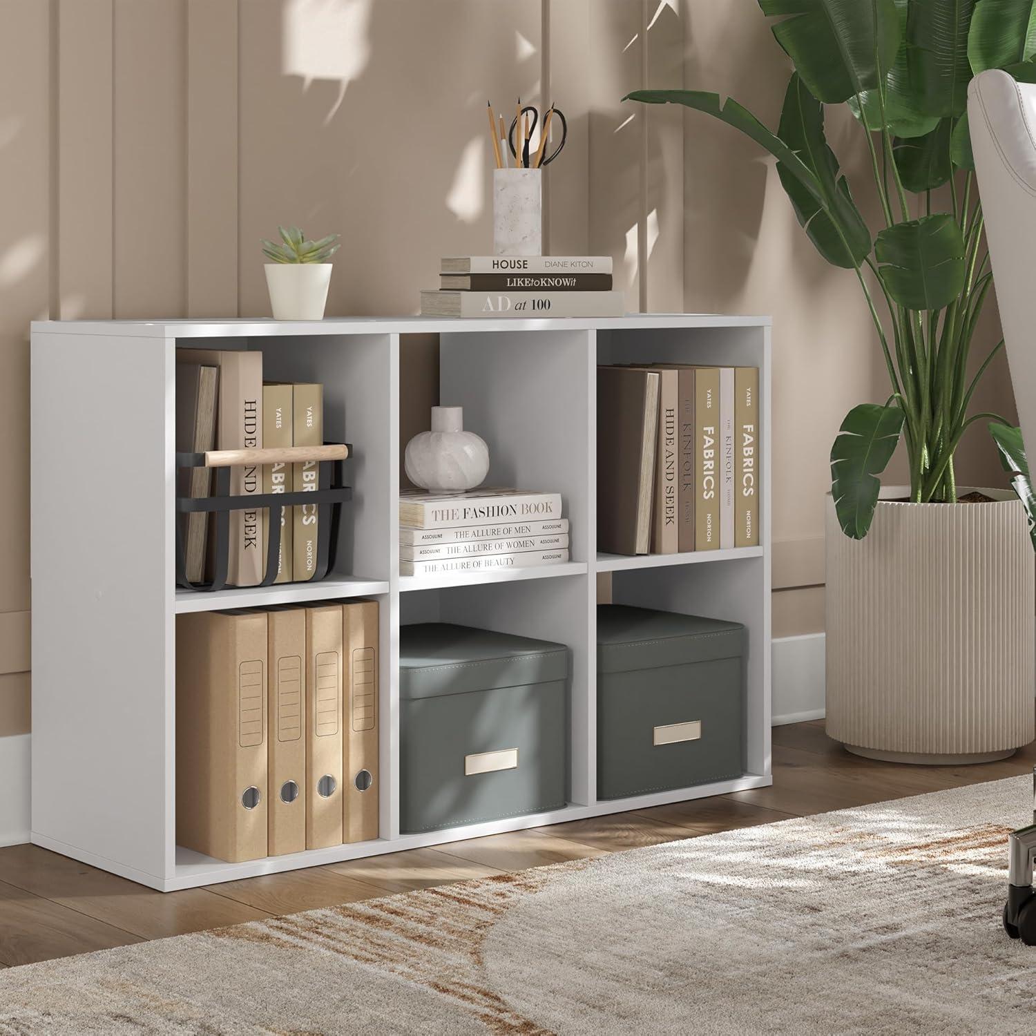 imageSignature Design by Ashley Paxberry Coastal 9 Cube Storage Organizer or Bookcase WhitewashWhite