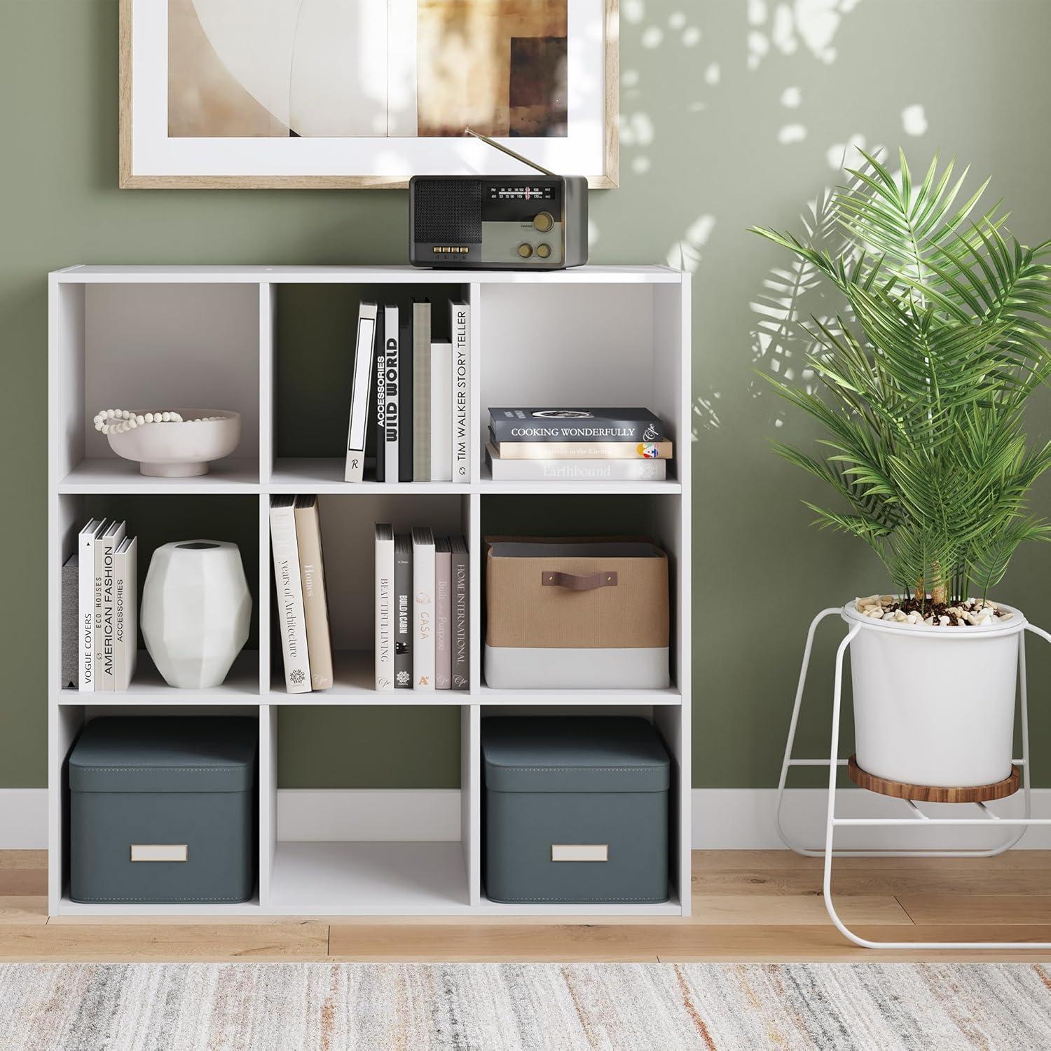 imageSignature Design by Ashley Paxberry Coastal 9 Cube Storage Organizer or Bookcase WhitewashWhite