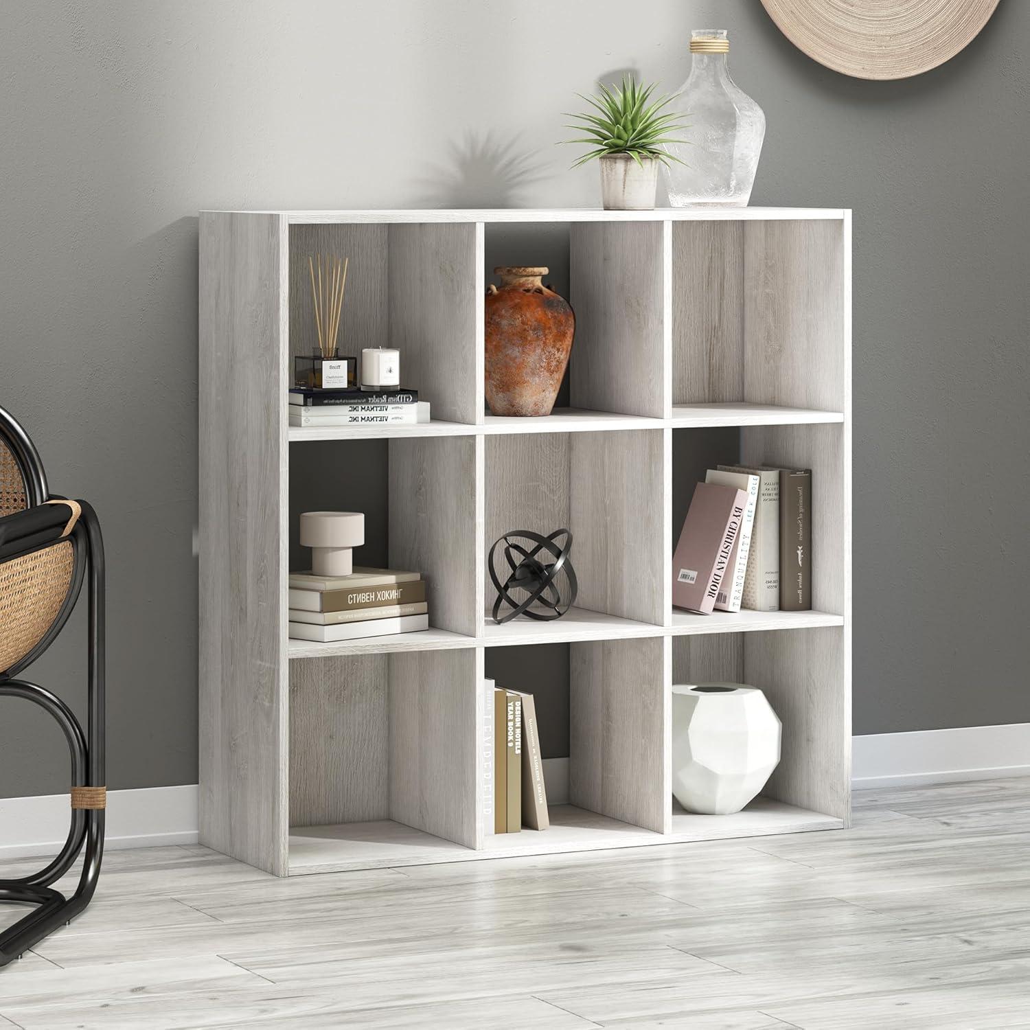 imageSignature Design by Ashley Paxberry Coastal 9 Cube Storage Organizer or Bookcase WhitewashWhitewash